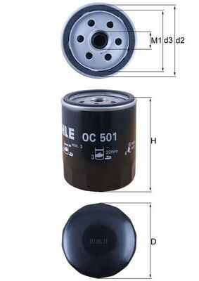 Ölfilter OC501 “KNECHT 76,4 mm, 94 mm”
