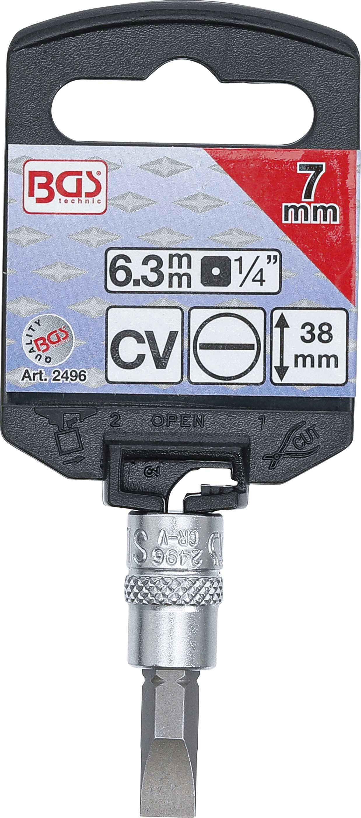 BGS Bit-Einsatz | Antrieb Innenvierkant 6,3 mm (1/4") | Schlitz 7 mm