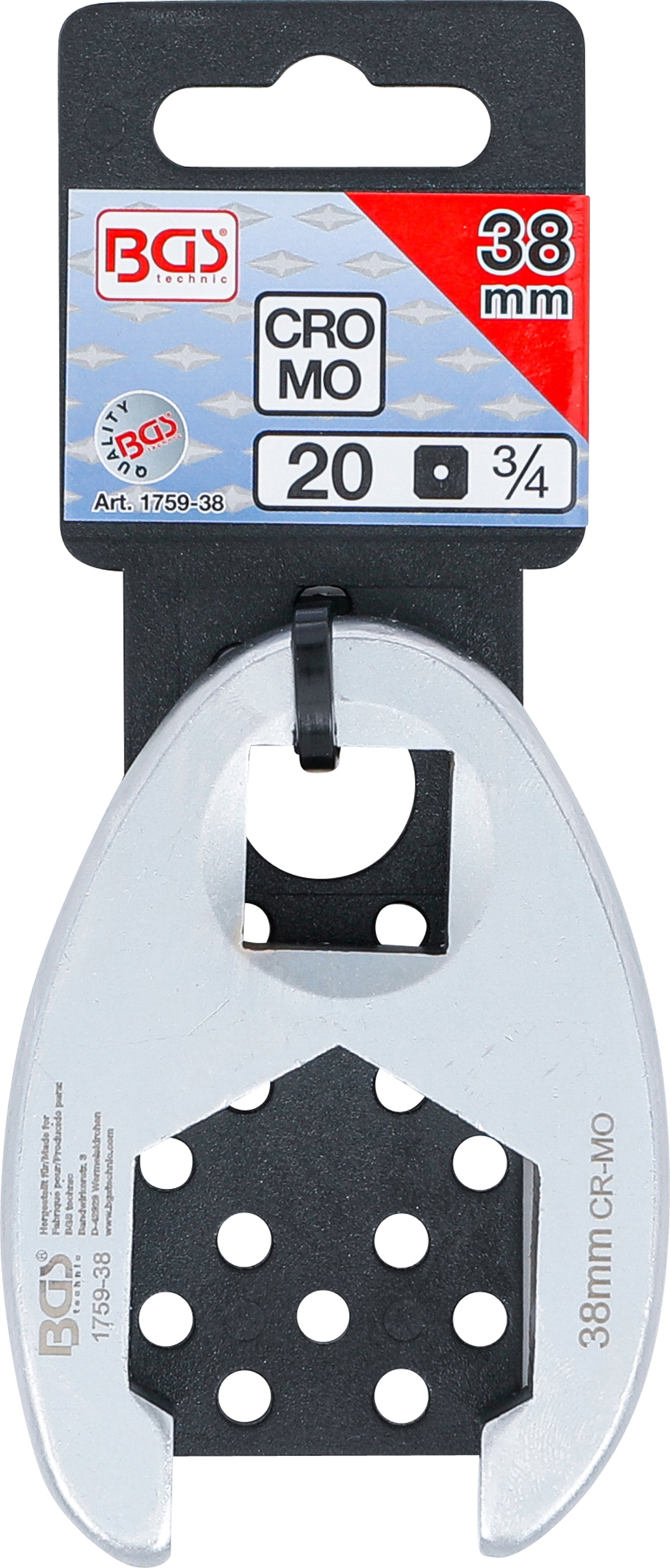 BGS Hahnenfußschlüssel | Antrieb Innenvierkant 20 mm (3/4") | SW 38 mm
