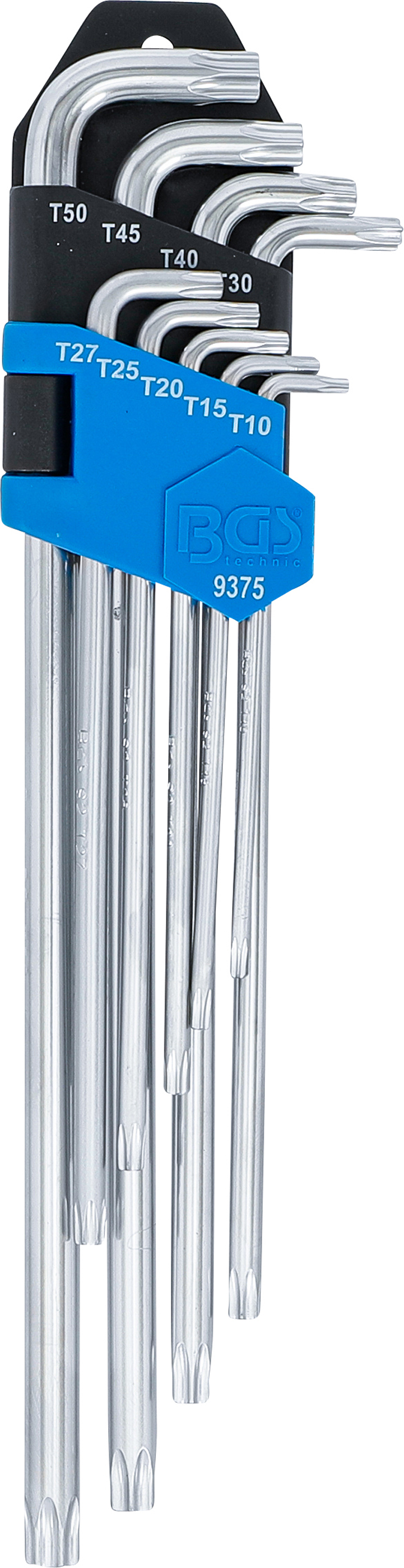 BGS Winkelschlüssel-Satz | extra lang + extra kurz | T-Profil (für Torx) T10 - T50 | 9-tlg.