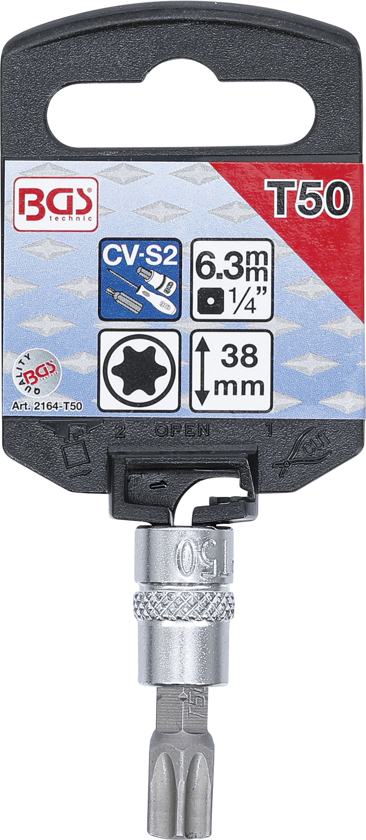 BGS Bit-Einsatz | Antrieb Innenvierkant 6,3 mm (1/4") | T-Profil (für Torx) T50