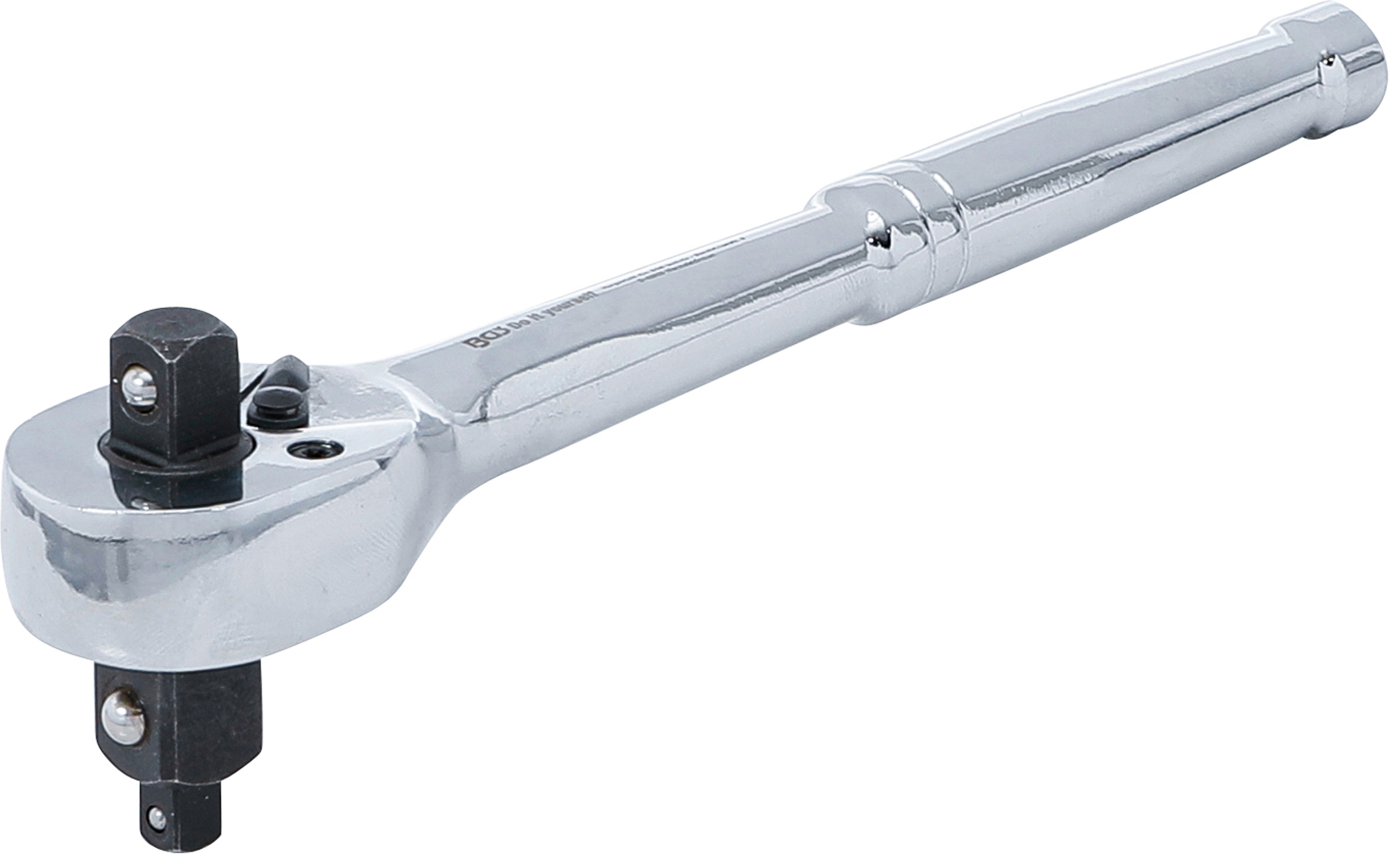 BGS Umschaltknarre | Vollstahl | feinverzahnt | 3-in-1 | Abtrieb Außenvierkant 6,3 mm (1/4") / 10 mm (3/8") / 12,5 mm (1/2")