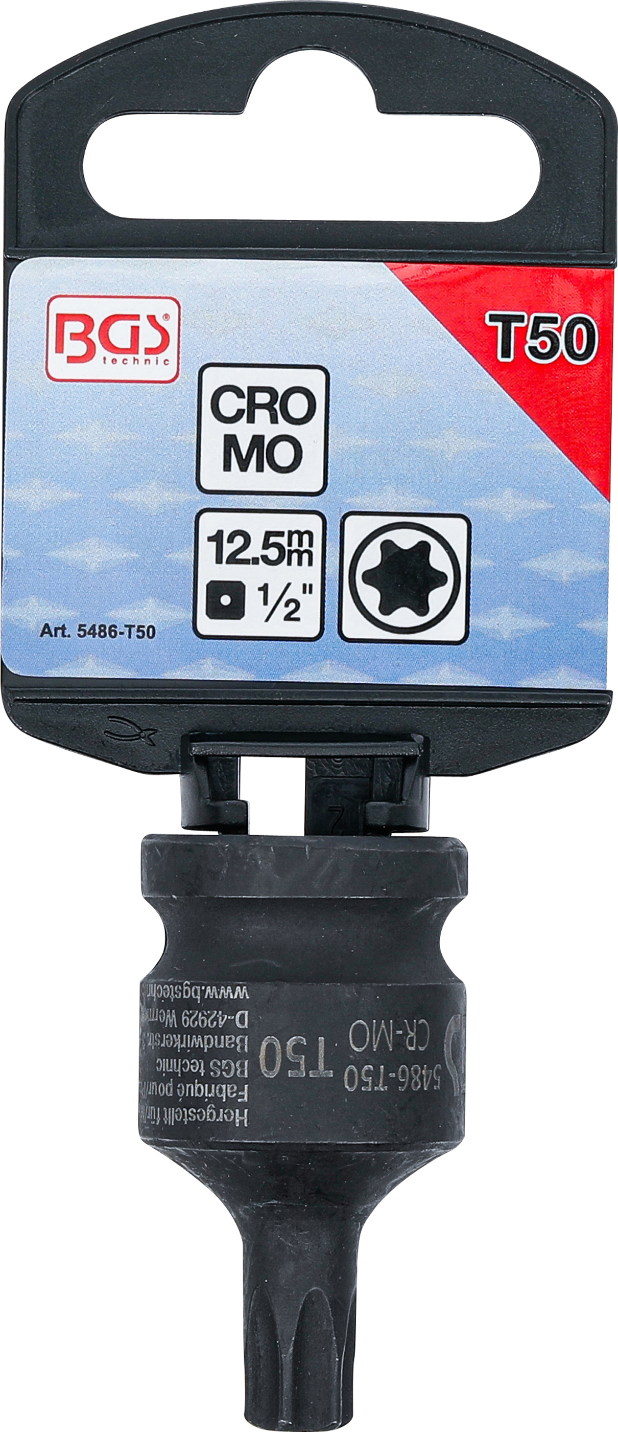 BGS Kraft-Bit-Einsatz | Länge 42 mm | Antrieb Innenvierkant 12,5 mm (1/2") | T-Profil (für Torx) T50