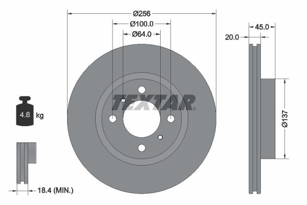 Bremsscheibe 92294403 “TEXTAR 256 mm, 20 mm”