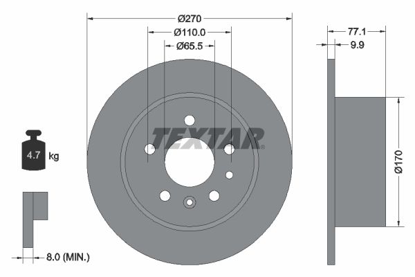 Bremsscheibe “TEXTAR voll , 270 mm, 9,9 mm”