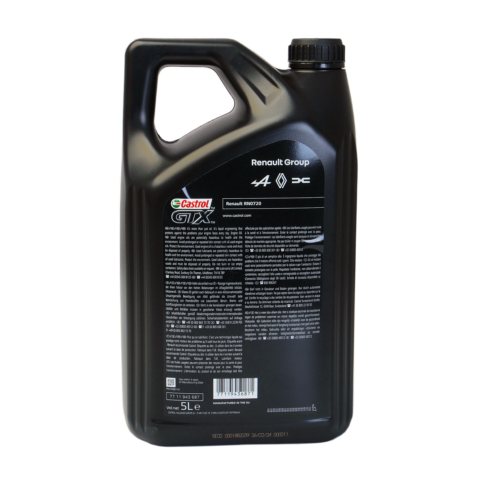 5W-30 Original RENAULT RN-SPEC RN720 Castrol GTX Motoröl 5 Liter