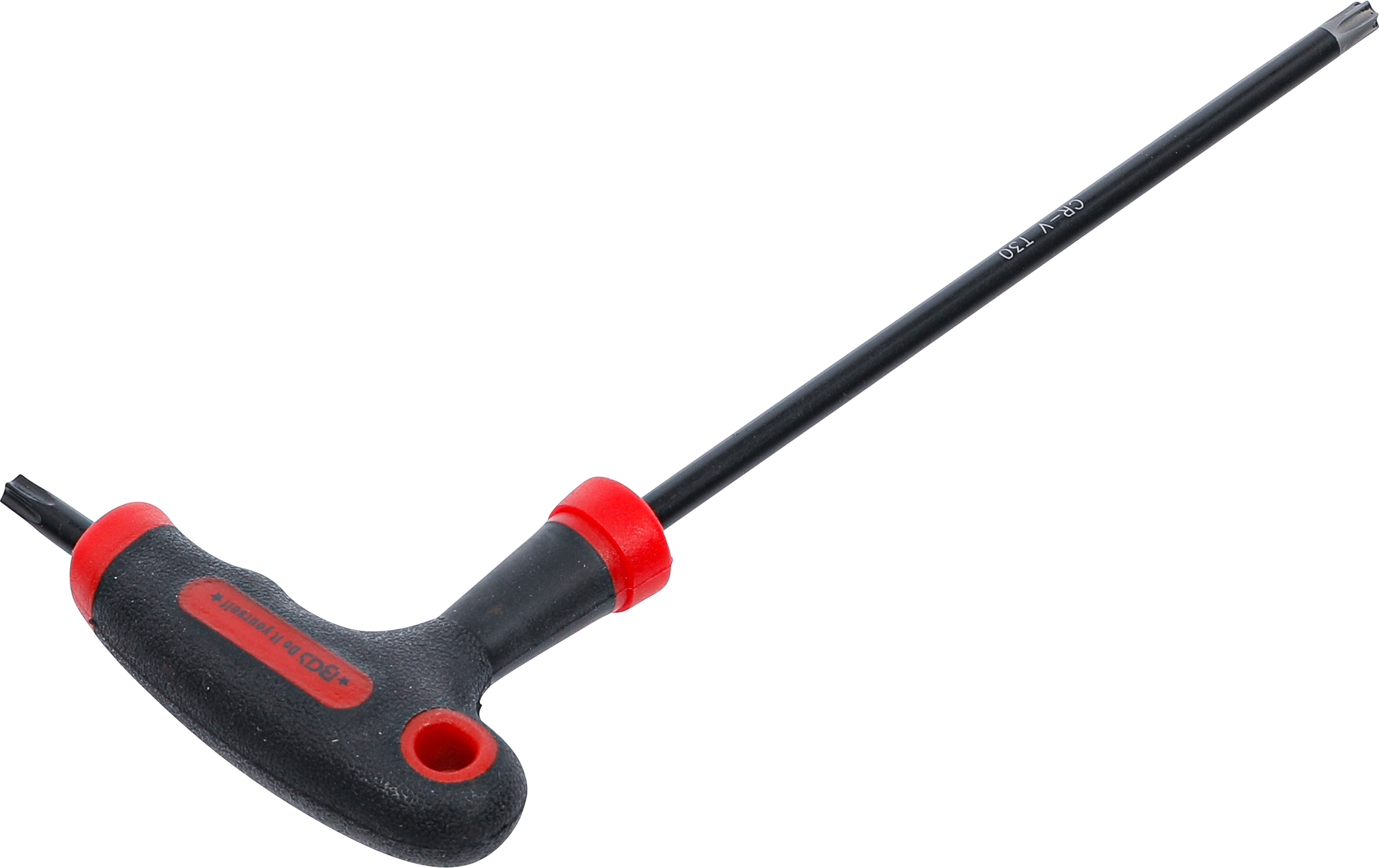 BGS Schraubendreher mit T-Griff und seitlicher Klinge | T-Profil (für Torx) mit/ohne Bohrung T30