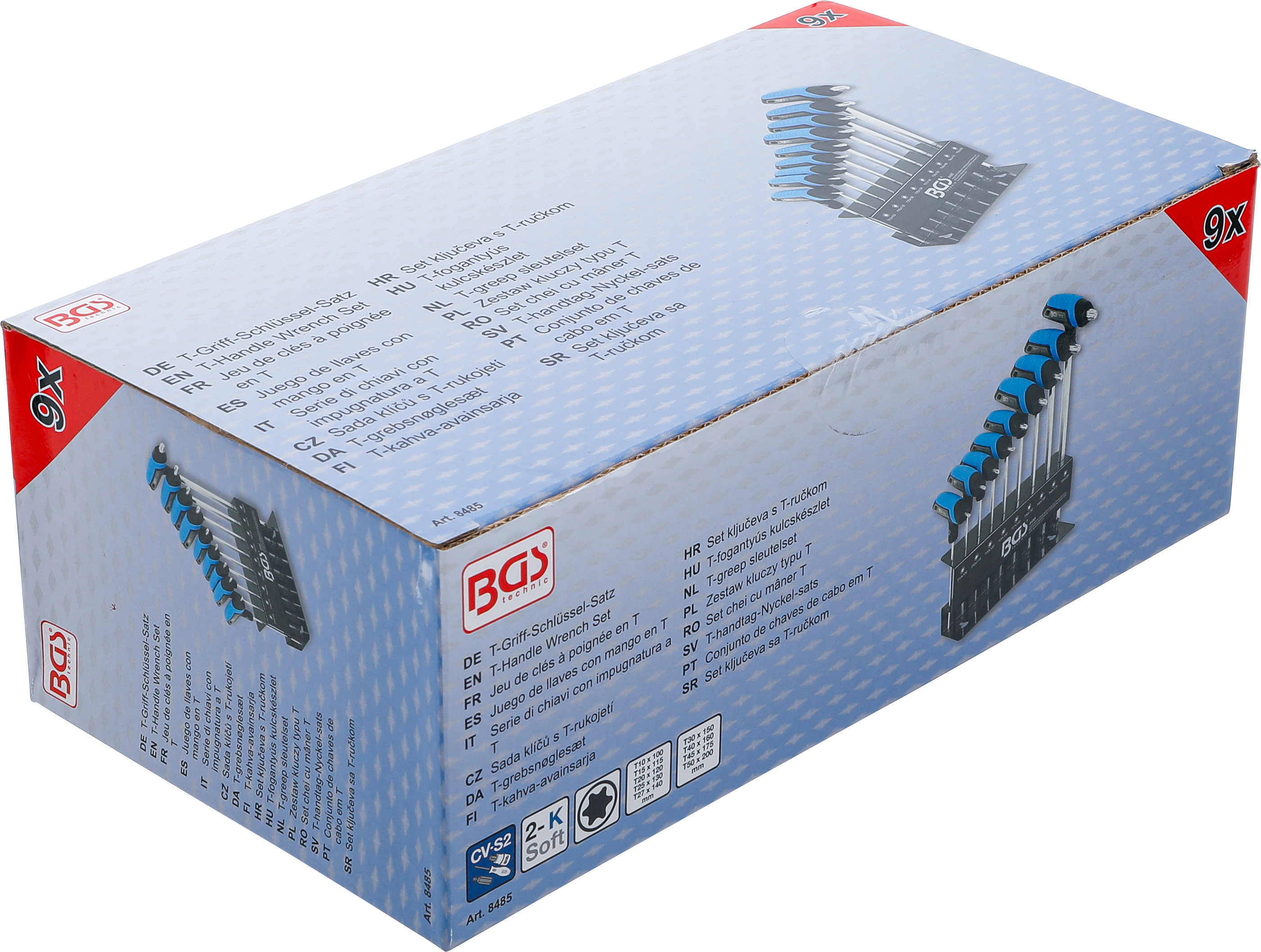 BGS T-Griff-Schlüssel-Satz | T-Profil (für Torx) T10 - T50 | 9-tlg.