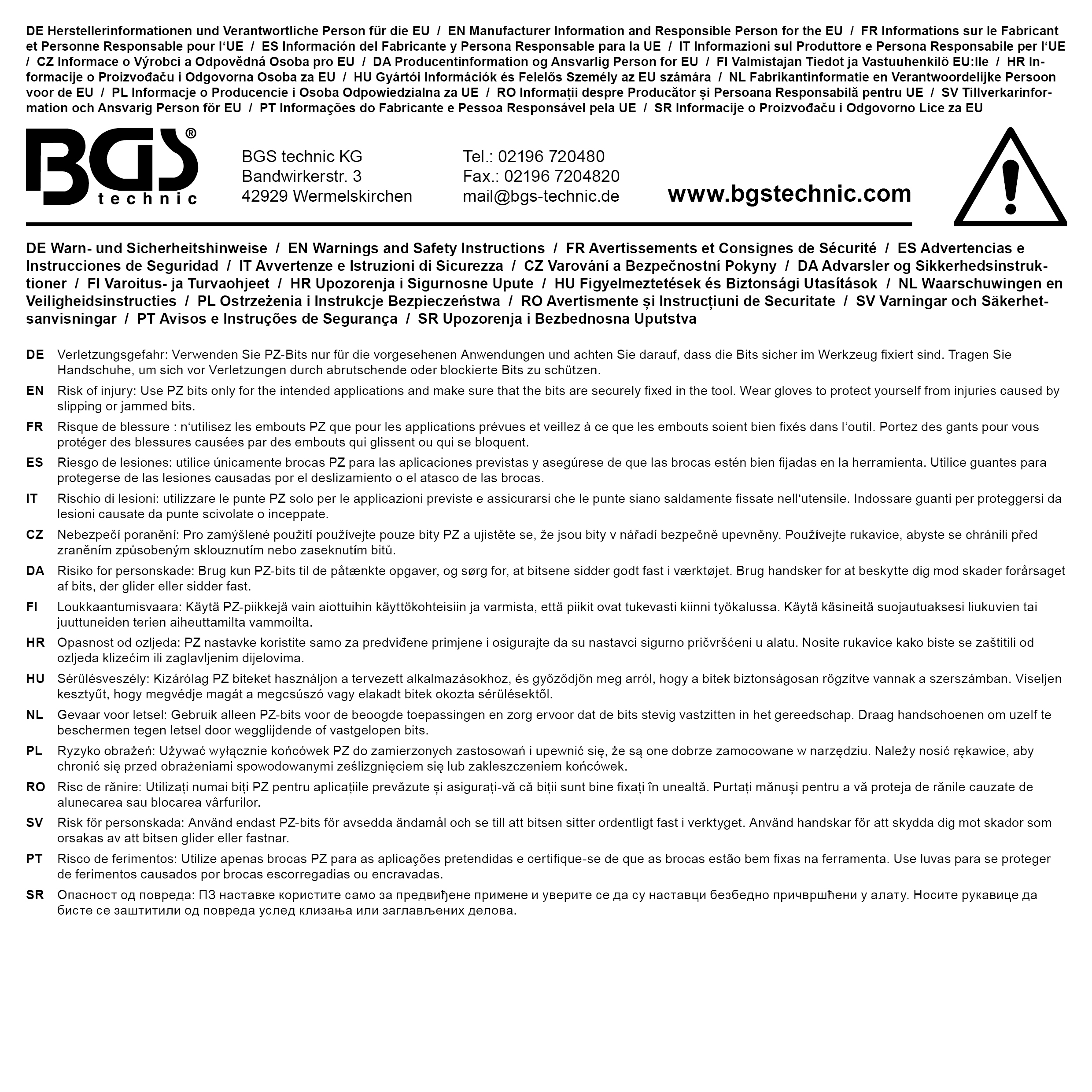 BGS Bit-Einsatz | Antrieb Innenvierkant 10 mm (3/8") | Kreuzschlitz PZ3