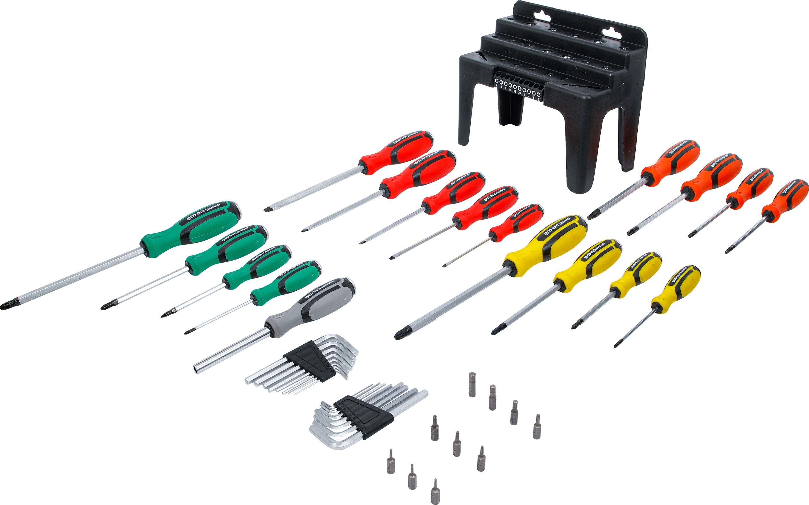 BGS Schraubendreher-Satz | mit Bit-Sortiment | im Kunststoffständer | 44-tlg.