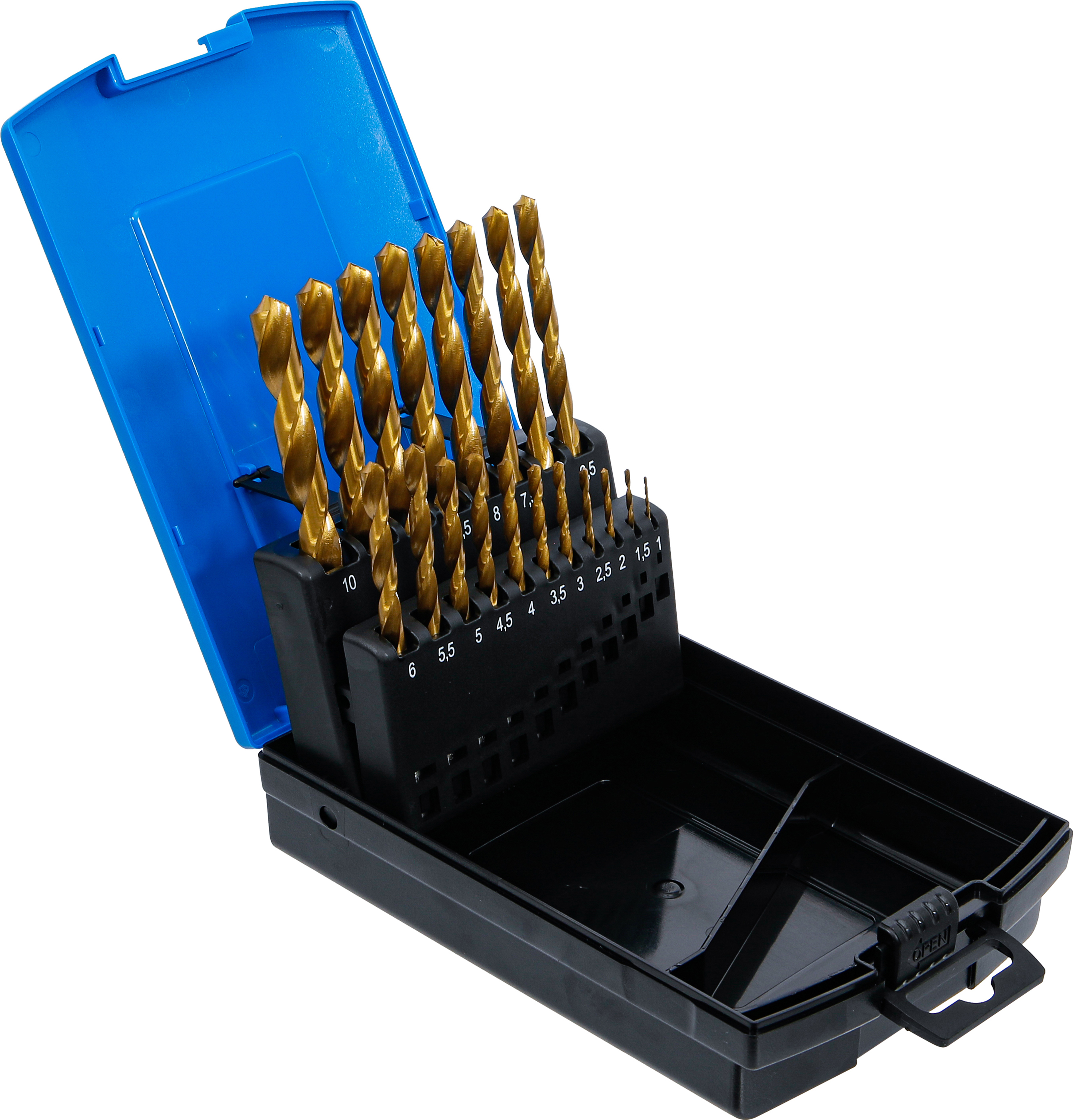 BGS Spiralbohrer-Satz | HSS | titan-nitriert | 1 - 10 mm | 19-tlg.