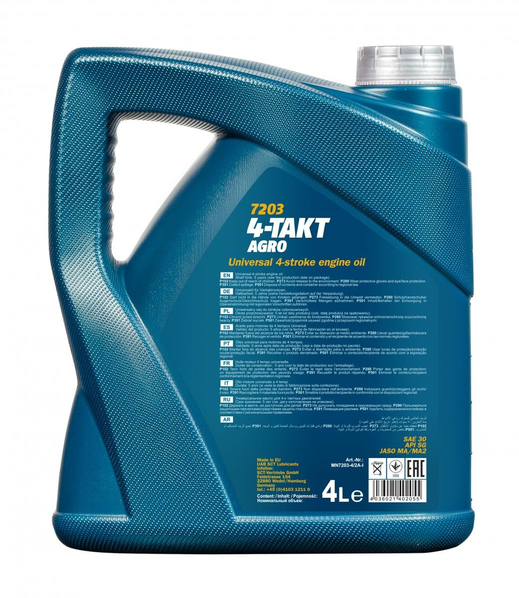 Mannol 7203 4-Takt Agro SAE 30 Rasenmäheröl Motoröl 4 Liter