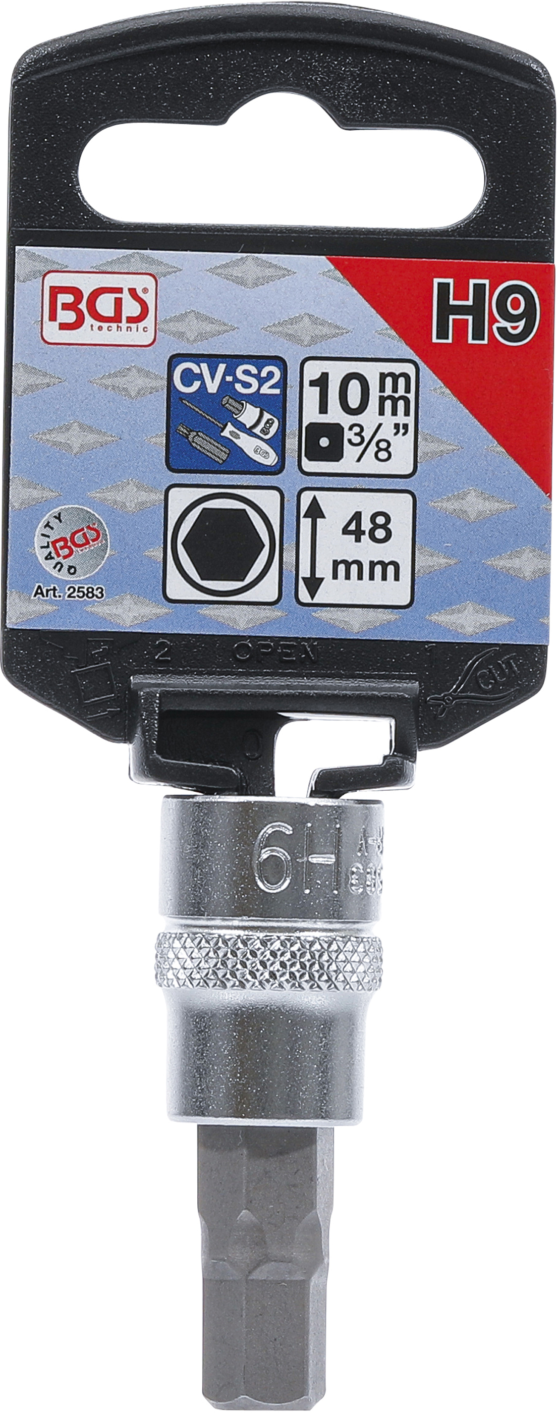 BGS Bit-Einsatz | Antrieb Innenvierkant 10 mm (3/8") | Innensechskant 9 mm