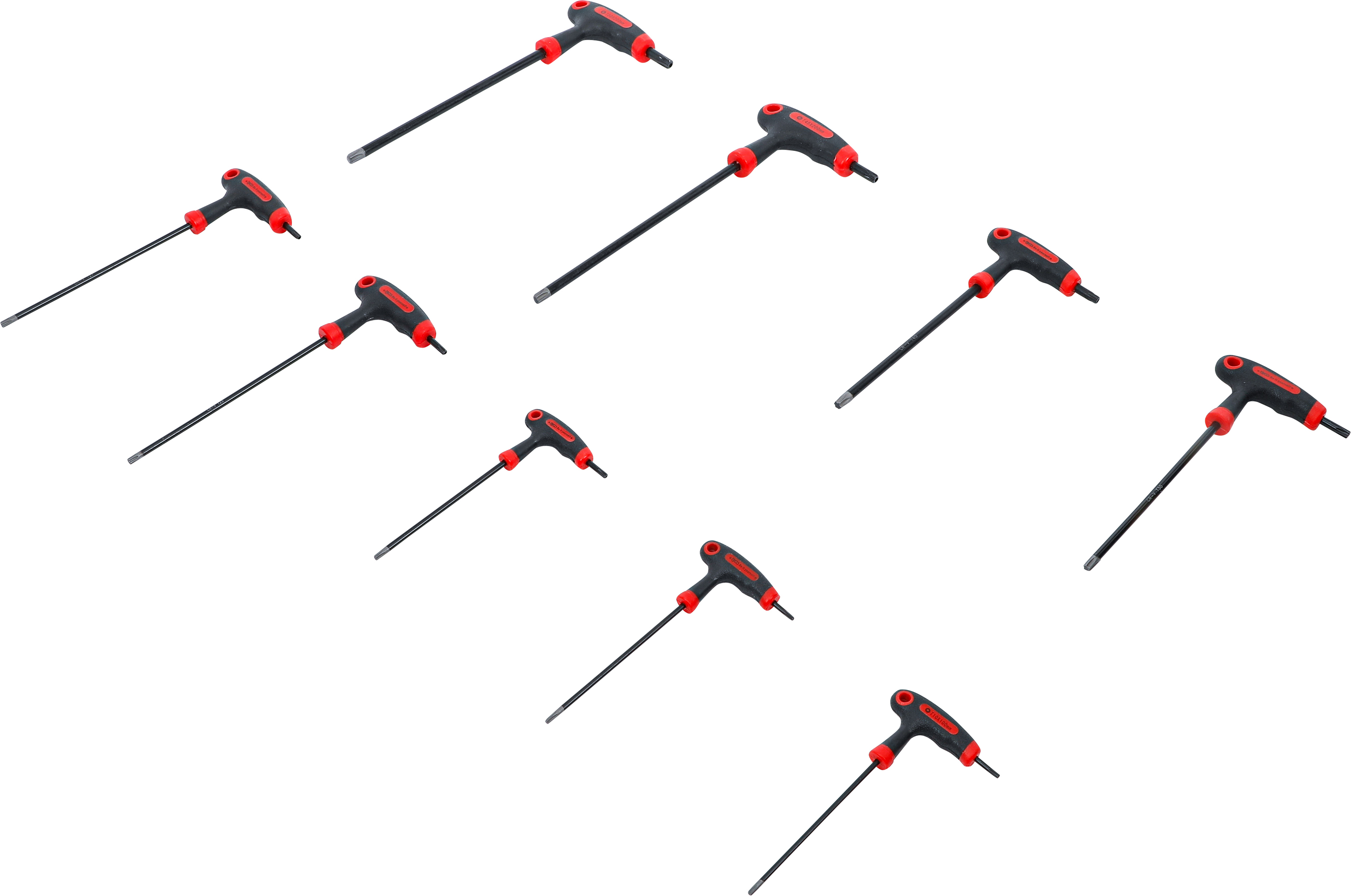 BGS Schraubendreher-Satz mit T-Griff und seitlicher Klinge | T-Profil (für Torx) mit Bohrung | T10 - T50 | 9-tlg.