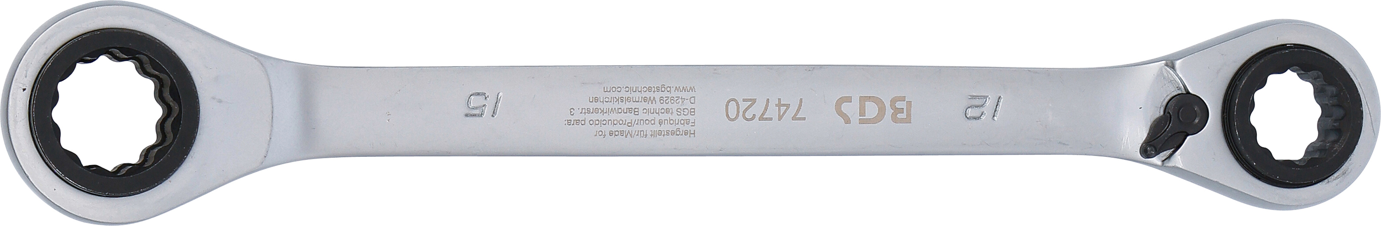 BGS Doppel-Ratschen-Ringschlüssel | umschaltbar | 4-in-1 | 12 x 13 - 14 x 15 mm