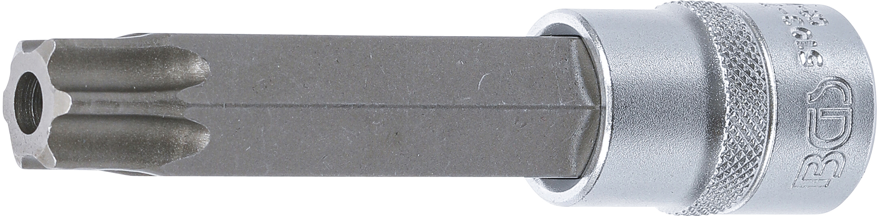 BGS Bit-Einsatz | Länge 110 mm | Antrieb Innenvierkant 12,5 mm (1/2") | T-Profil (für Torx) mit Bohrung T80