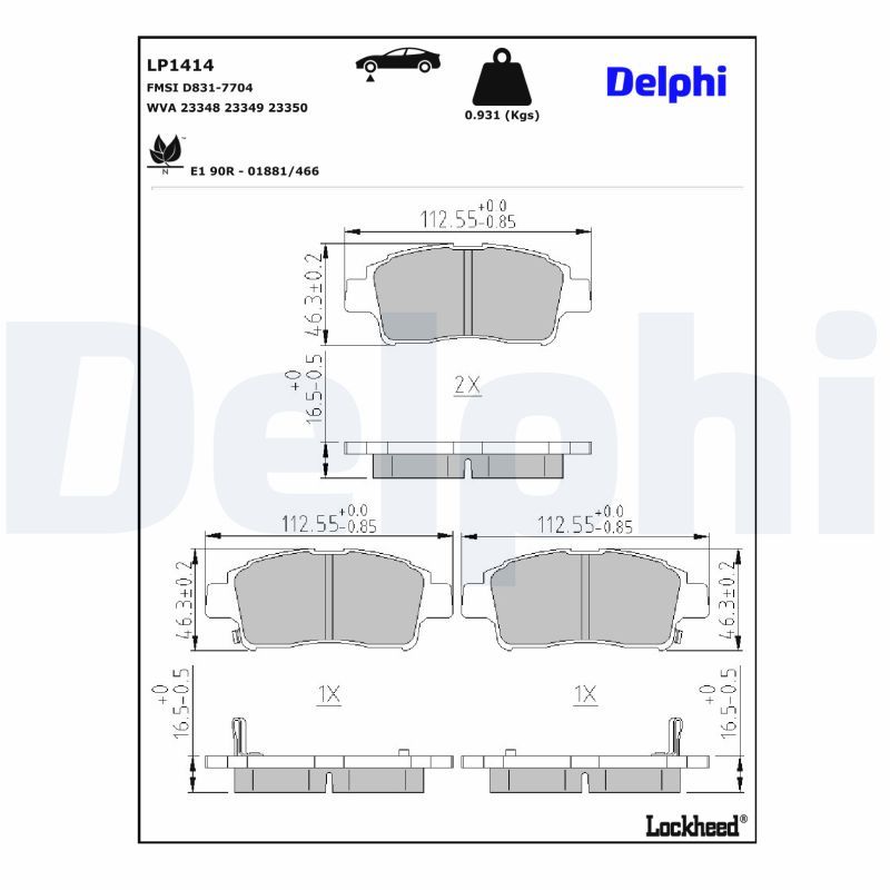 Bremsbelagsatz, Scheibenbremse