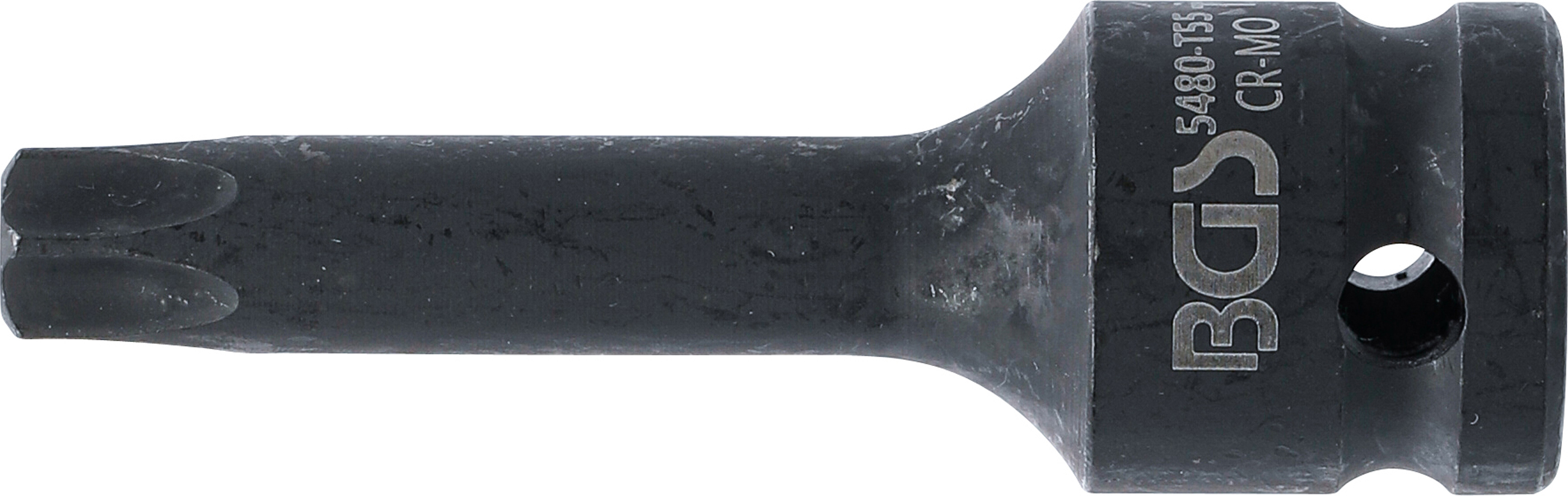 BGS Kraft-Bit-Einsatz | Länge 75 mm | Antrieb Innenvierkant 12,5 mm (1/2") | T-Profil (für Torx) T55