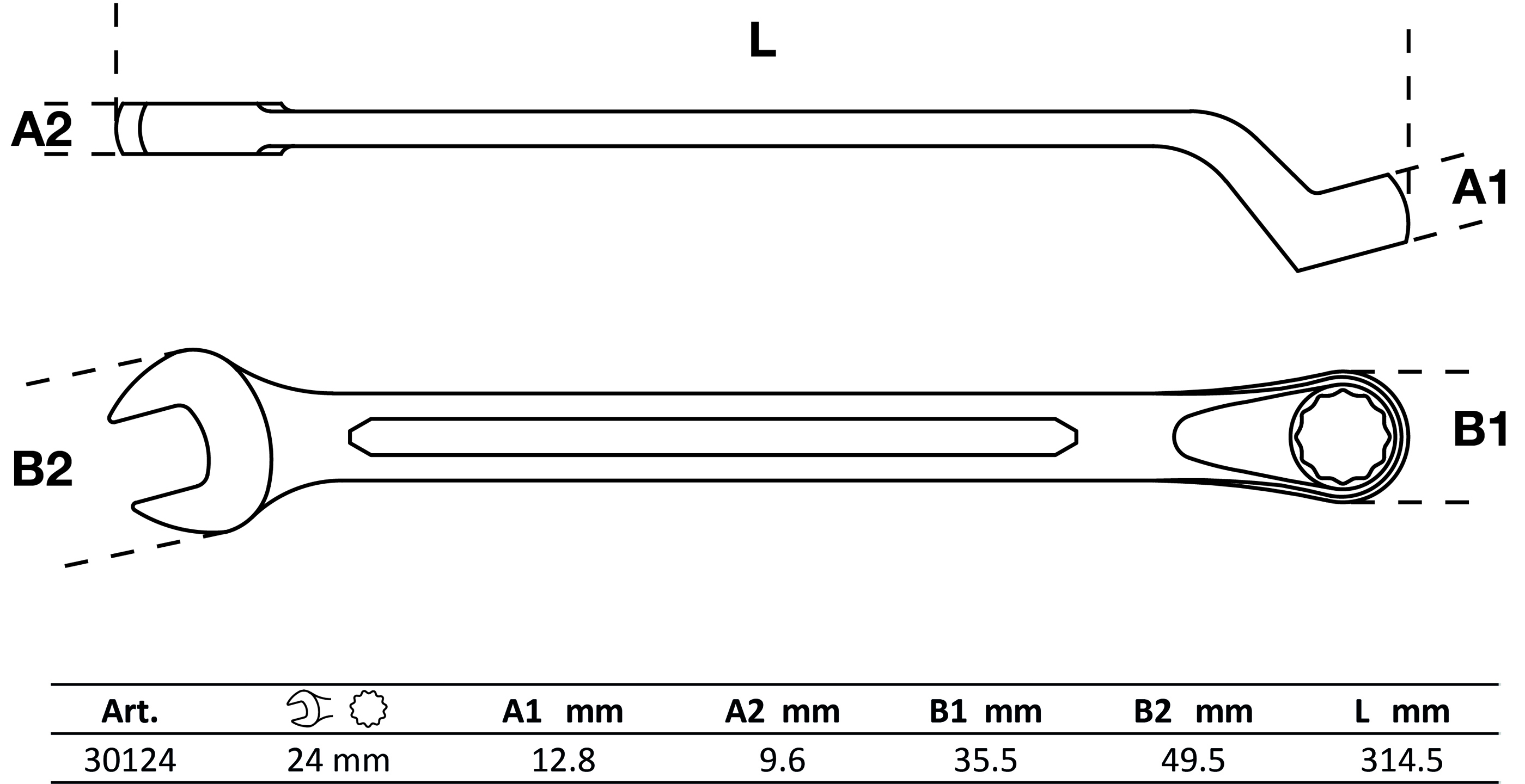 BGS Maul-Ringschlüssel, gekröpft | SW 24 mm