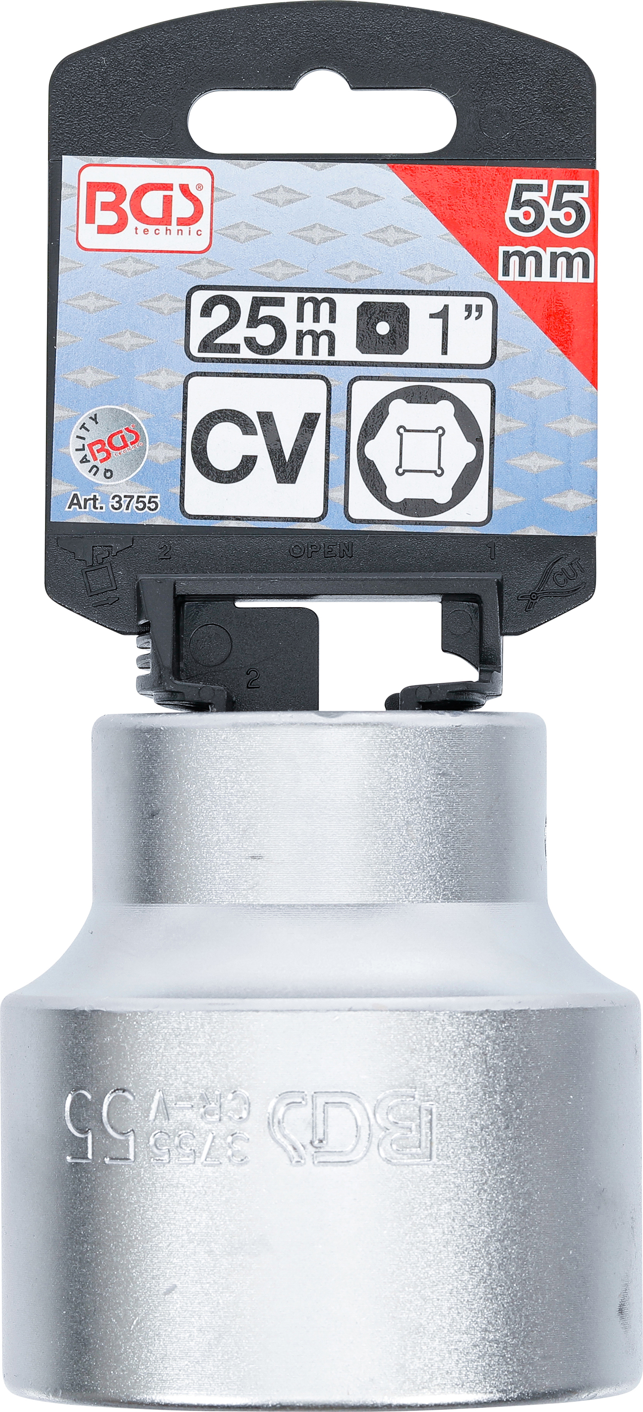 BGS Steckschlüssel-Einsatz Sechskant | Antrieb Innenvierkant 25 mm (1") | SW 55 mm