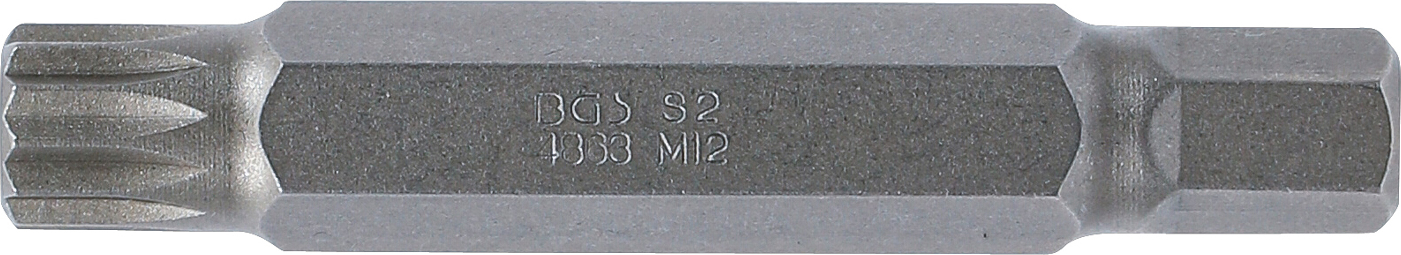 BGS Bit | Länge 75 mm | Antrieb Außensechskant 10 mm (3/8") | Innenvielzahn (für XZN) M12