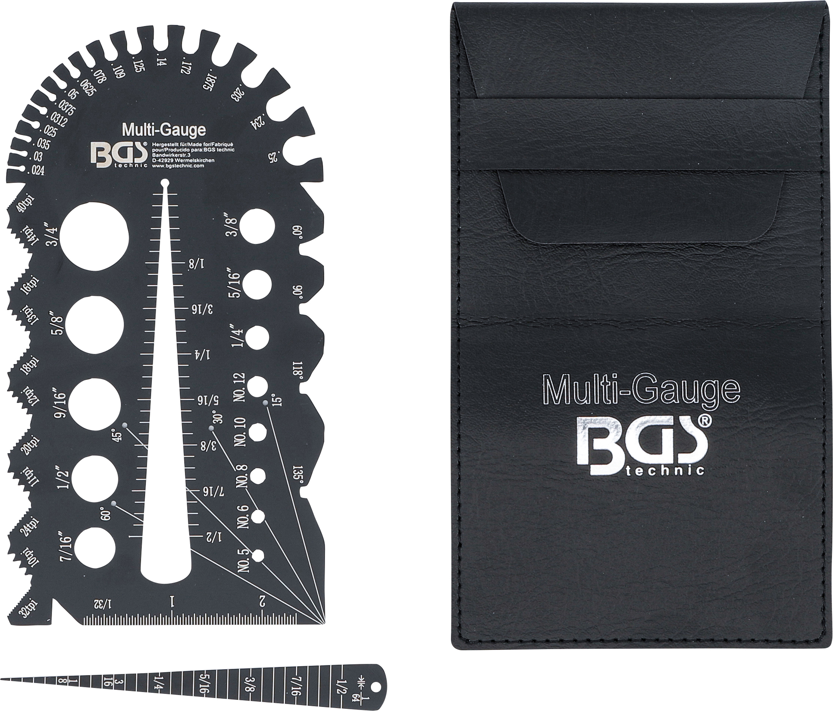 BGS Schrauben- und Gewindeschablone | Zollgrößen | 1/4 - 2"