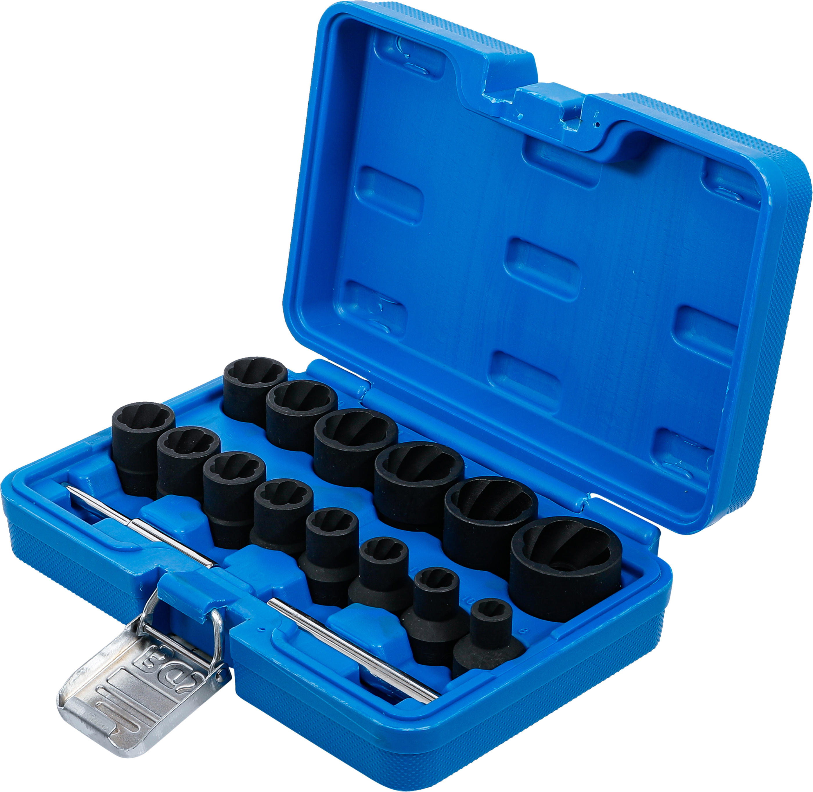 BGS Spiral-Profil-Steckschlüssel-Satz / Schraubenausdreher | Antrieb Innenvierkant 12,5 mm (1/2") | SW 8 - 27 mm | 16-tlg.