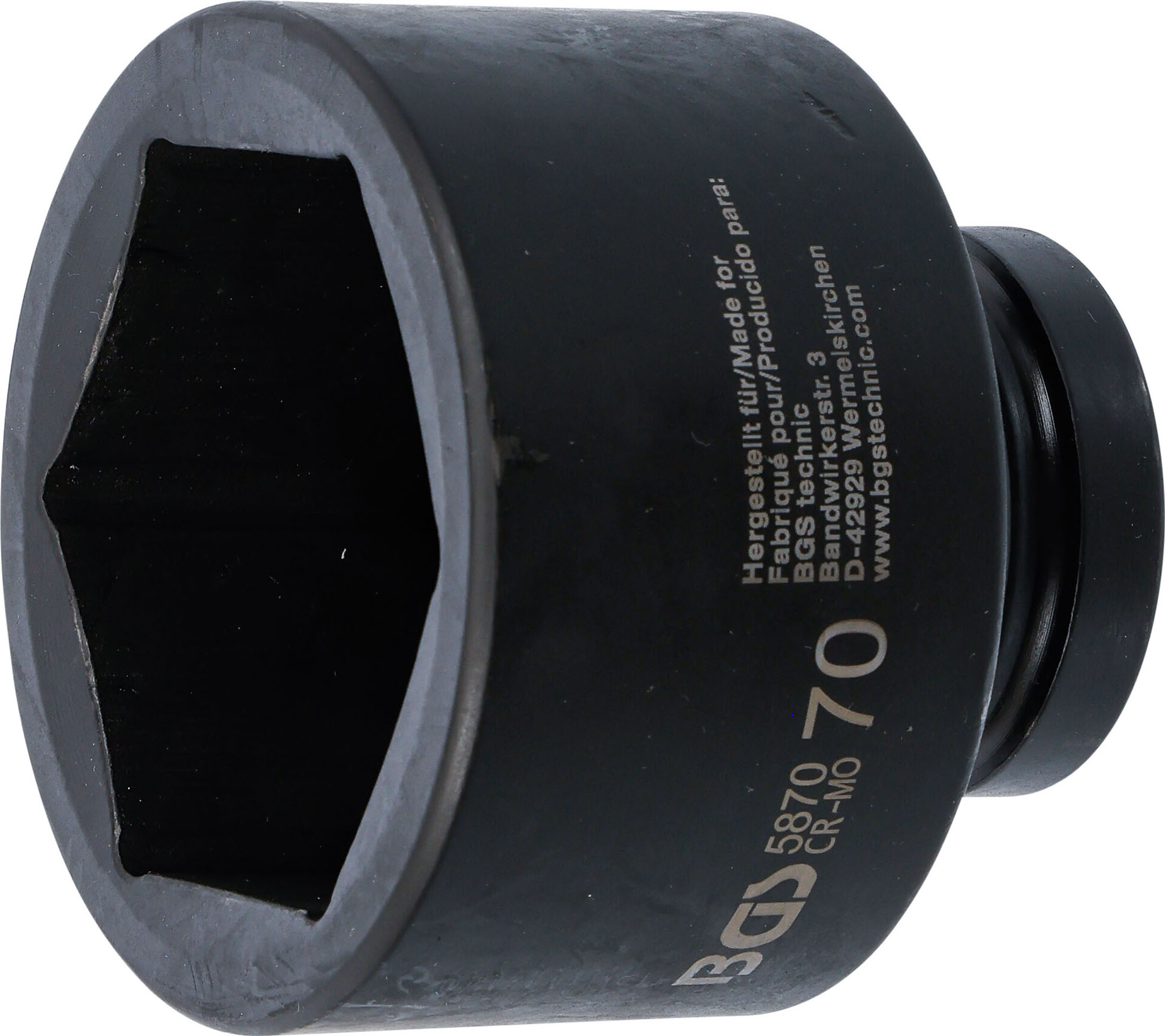 BGS Kraft-Steckschlüssel-Einsatz Sechskant | Antrieb Innenvierkant 25 mm (1") | SW 70 mm