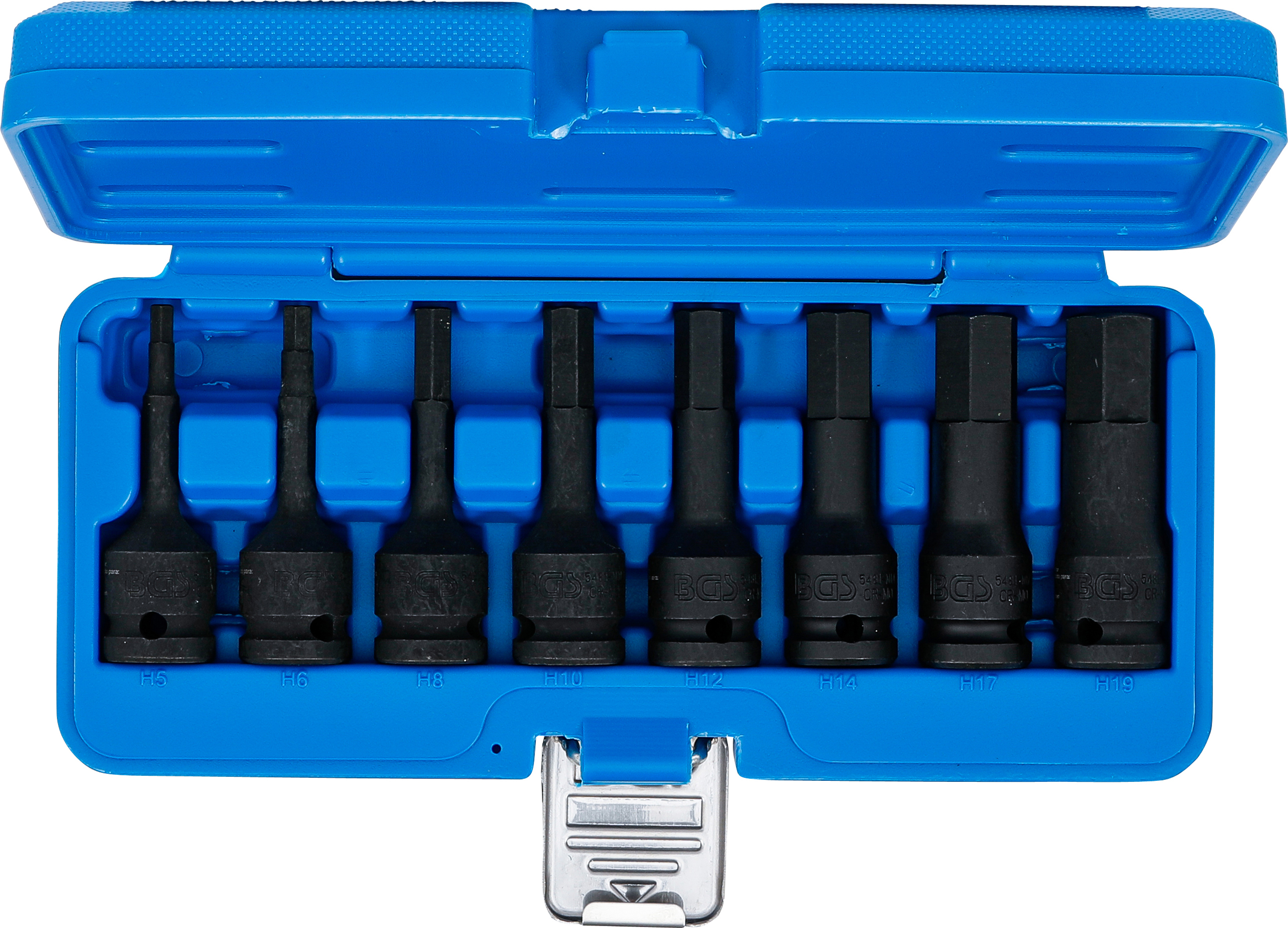 BGS Kraft-Bit-Einsatz-Satz | Antrieb Innenvierkant 12,5 mm (1/2") | Innensechskant 5 - 19 mm | 8-tlg.