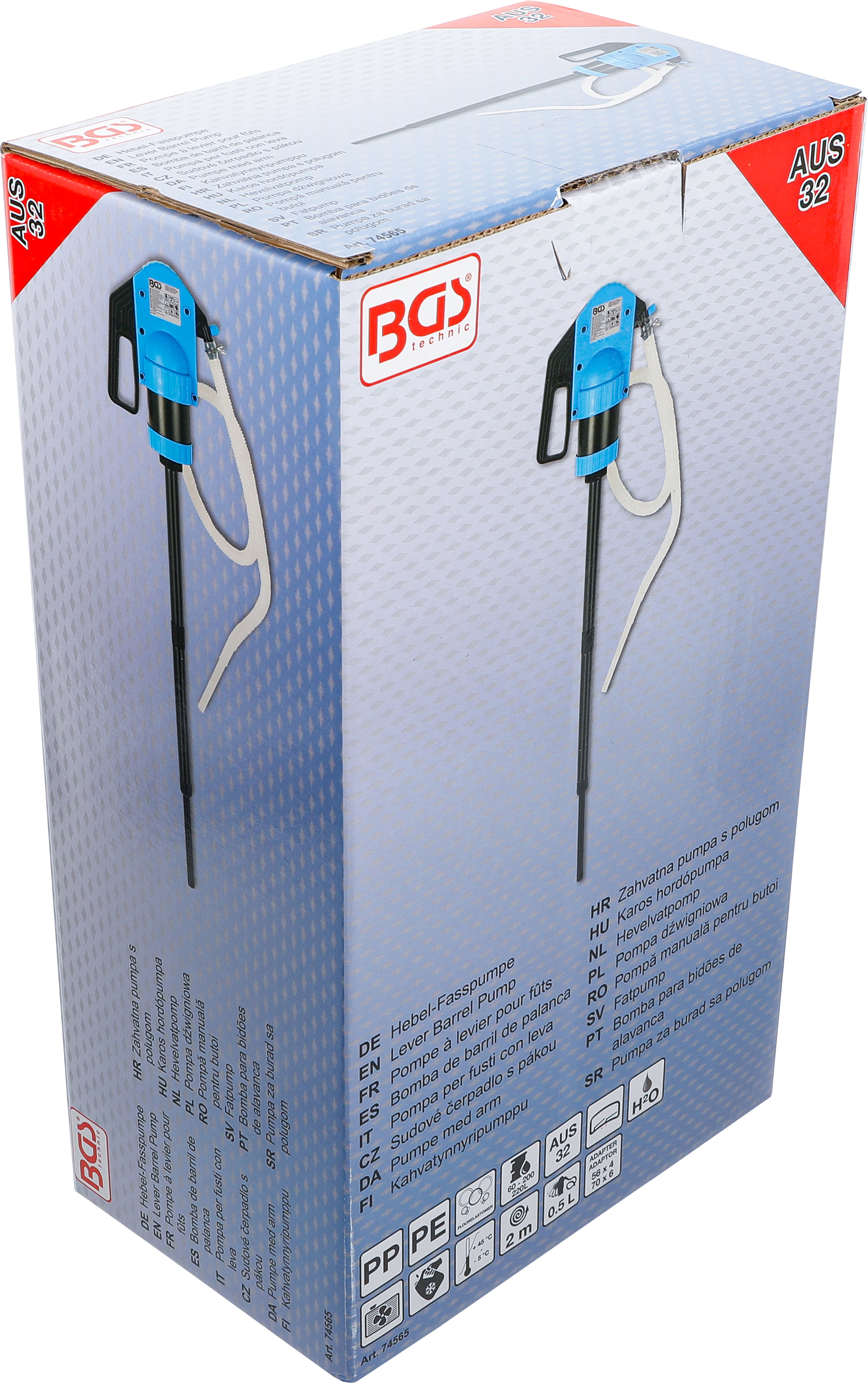 BGS Hebel-Fasspumpe | für Harnstoff (AUS32) | inkl. 2 Adaptern für Kunststoff-Fässer