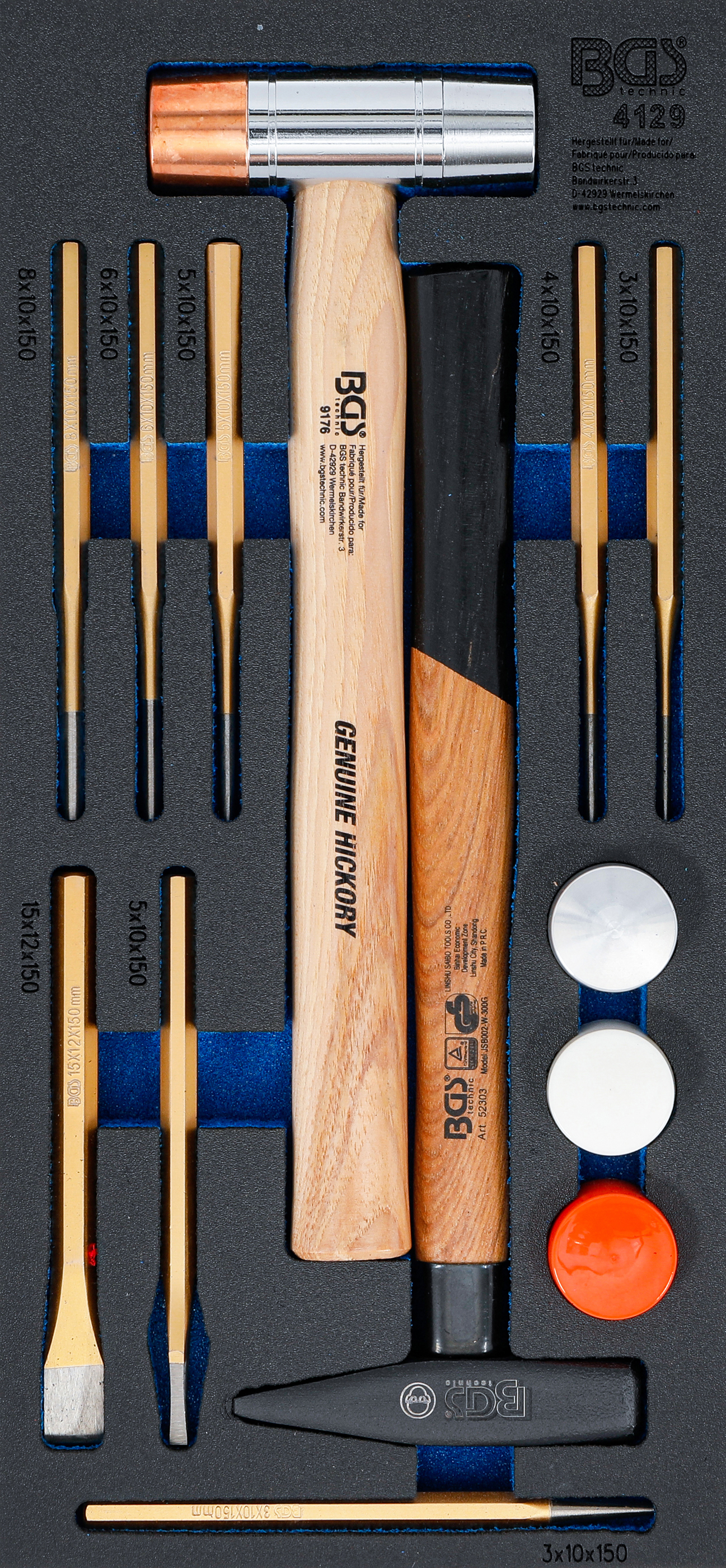 BGS Werkstattwageneinlage 1/3: Hammer- und Meißel-Satz | 14-tlg.
