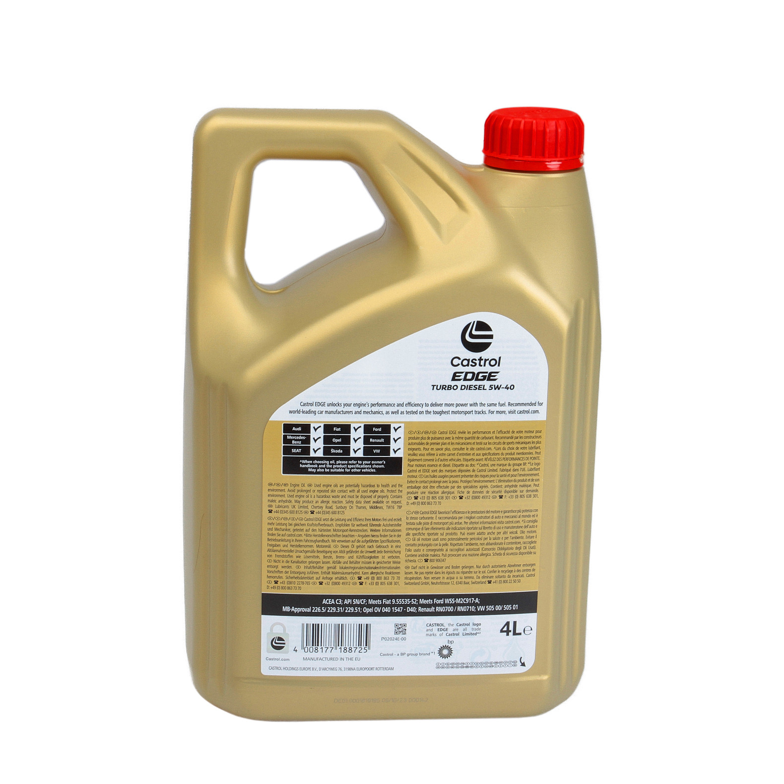 5W-40 Castrol EDGE Turbo Diesel Motoröl 4 Liter