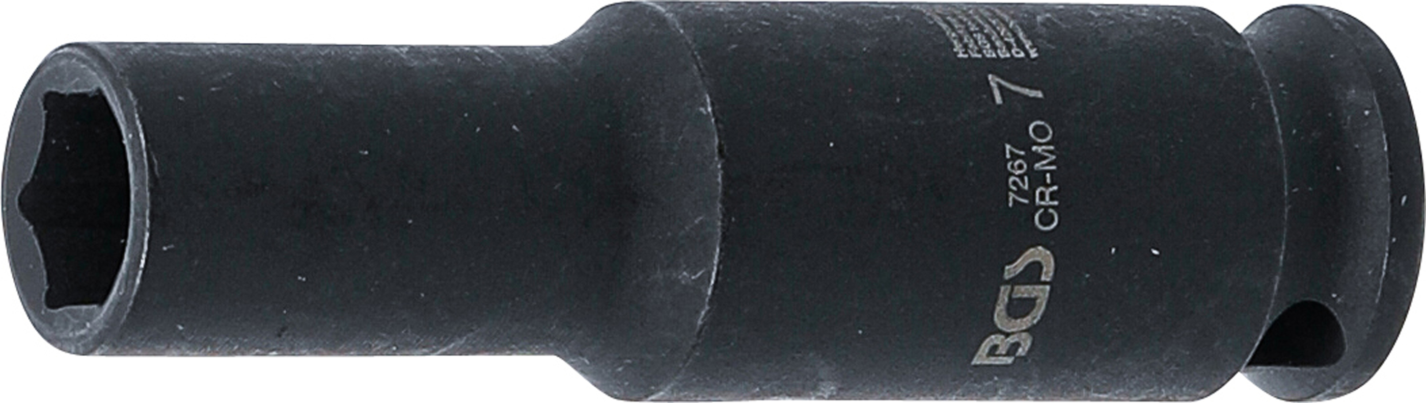 BGS Kraft-Steckschlüssel-Einsatz Sechskant, tief | Antrieb Innenvierkant 6,3 mm (1/4") | SW 7 mm