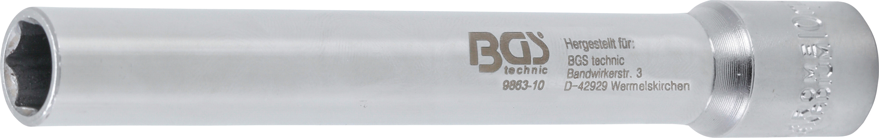 BGS Steckschlüssel-Einsatz Sechskant, extra tief | Antrieb Innenvierkant 10 mm (3/8") | 10 mm