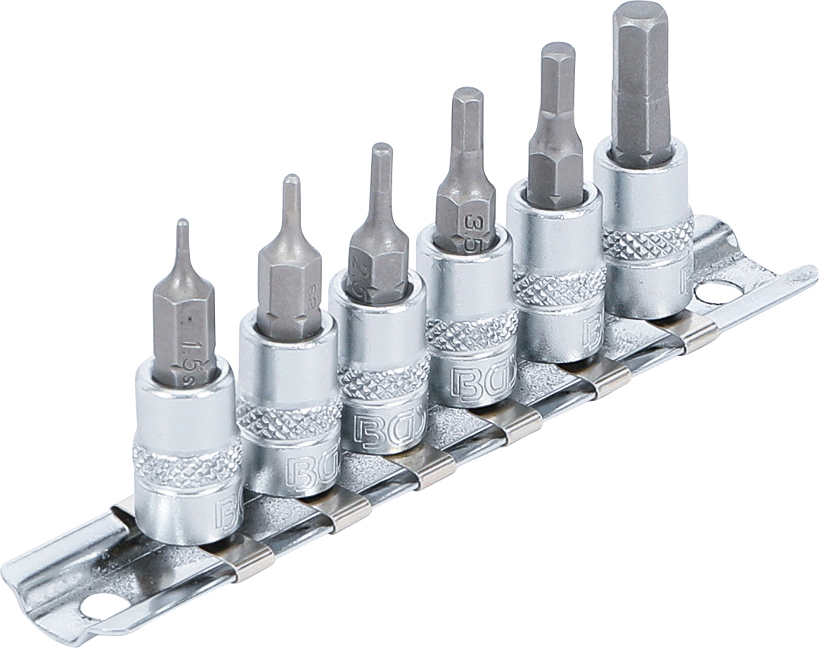 BGS Bit-Einsatz-Satz | Antrieb Innenvierkant 6,3 mm (1/4") | Innensechskant 1,5 - 6 mm | 6-tlg.