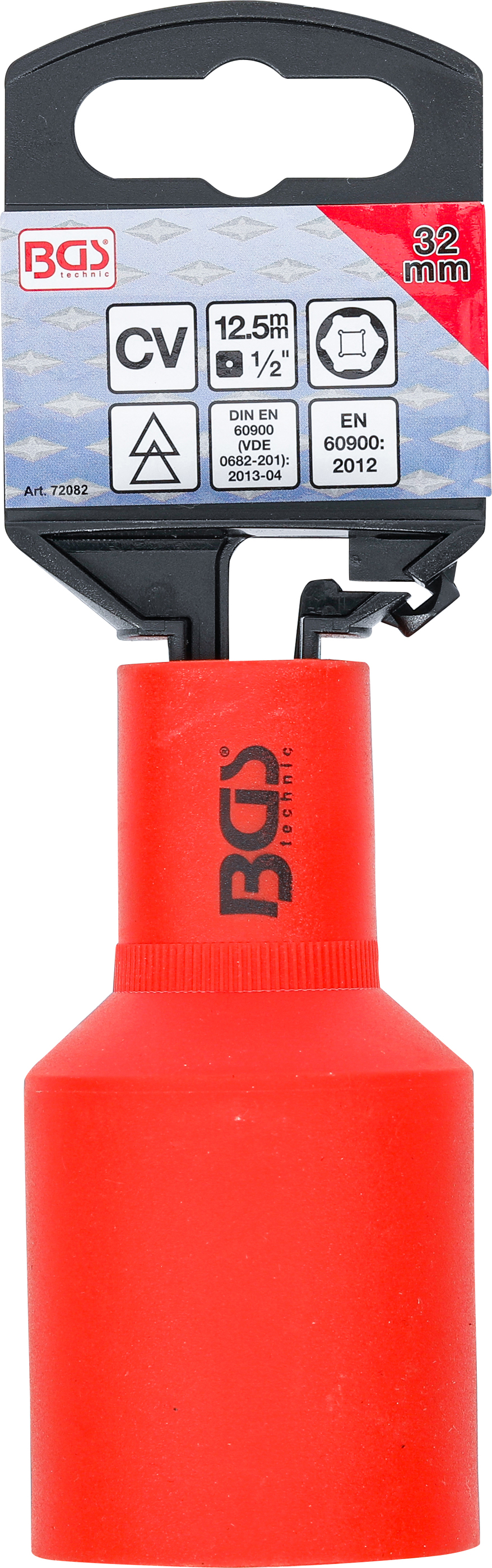 BGS VDE-Steckschlüssel-Einsatz Sechskant | Antrieb Innenvierkant 12,5 mm (1/2") | SW 32 mm