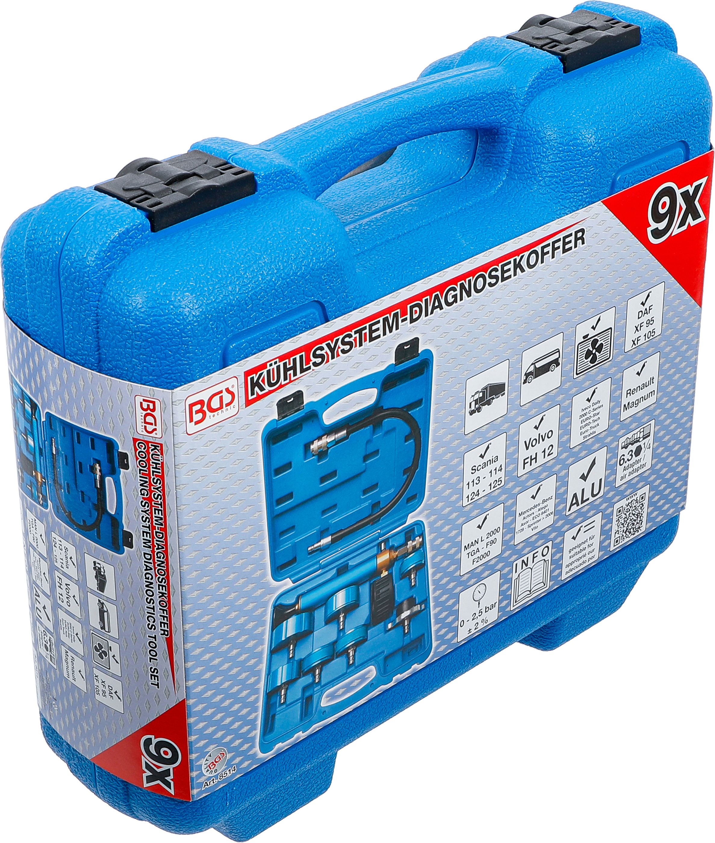 BGS Kühlsystem-Diagnosekoffer | 9-tlg.
