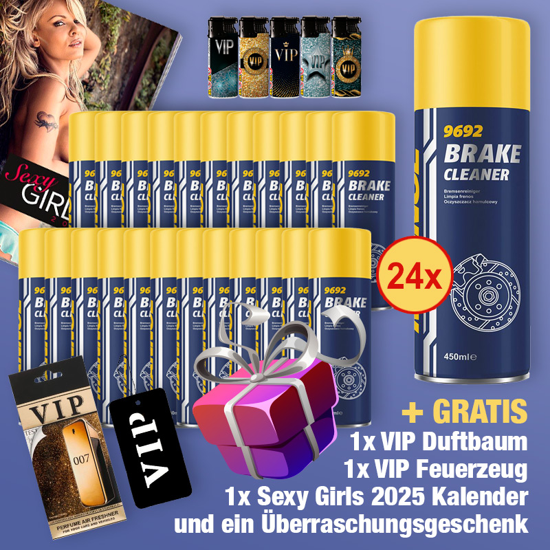 Mannol Bremsenreiniger Super DEAL + VIP Sturmfeuerzeug + VIP Duftbaum + Geschenk + Werkstattkalender 2025 GRATIS