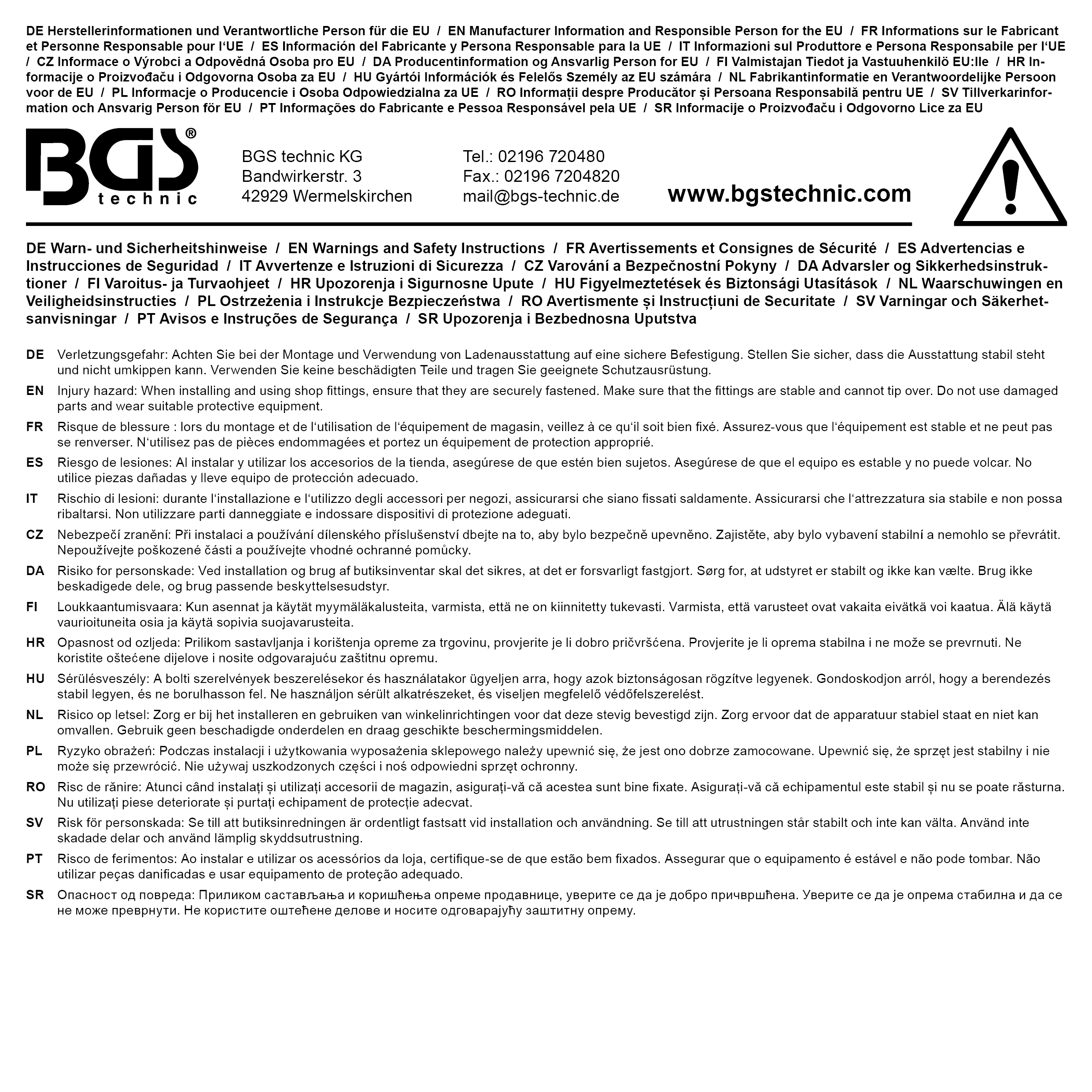 BGS Verkaufswand für Werkzeuge | 1030 x 550 x 2240 mm