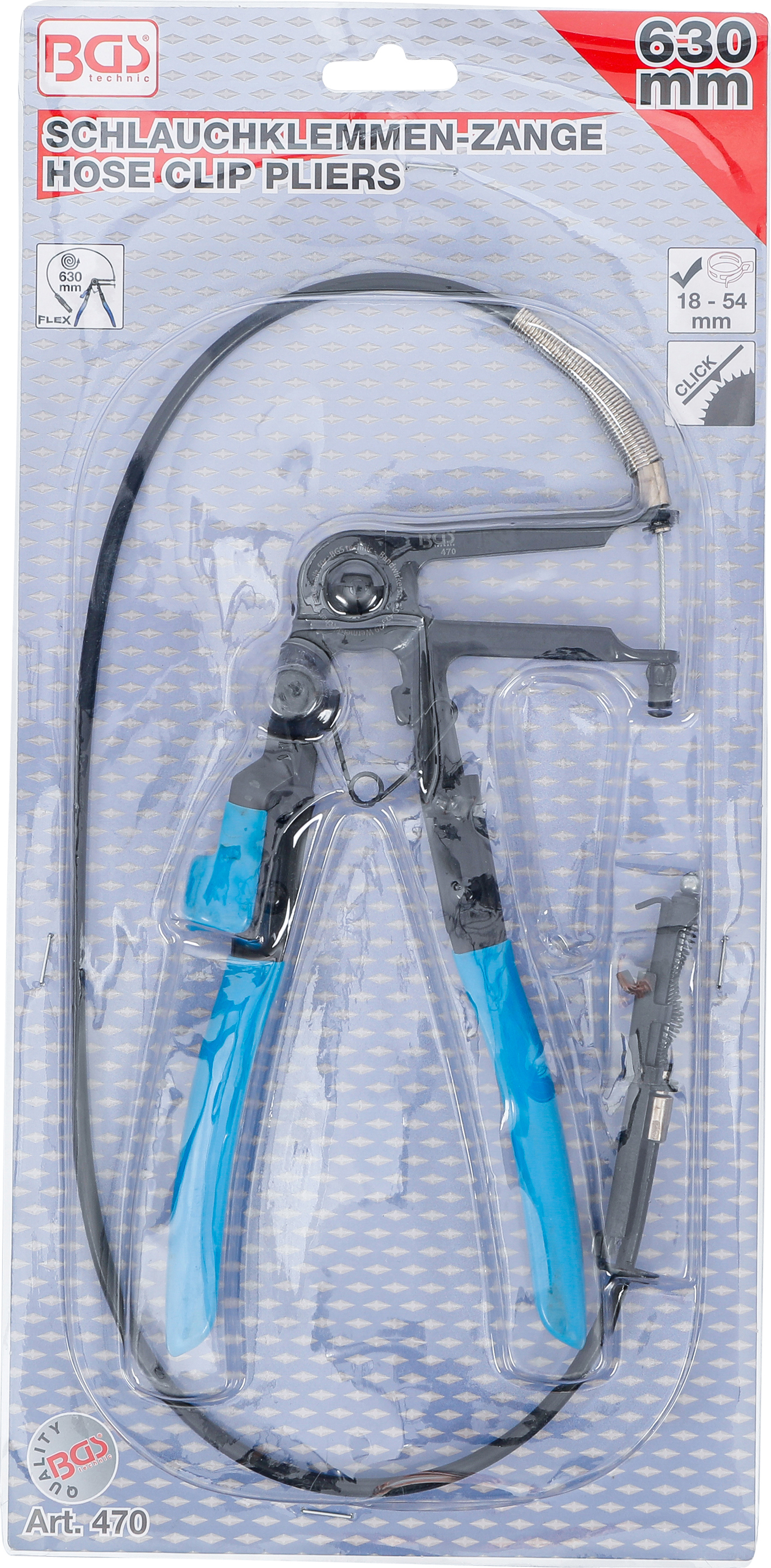 BGS Schlauchklemmenzange | mit Bowdenzug | 630 mm | 18 - 54 mm