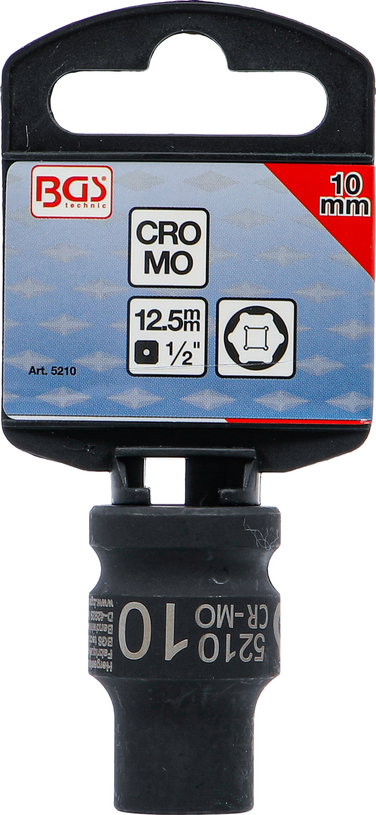 BGS Kraft-Steckschlüssel-Einsatz Sechskant | Antrieb Innenvierkant 12,5 mm (1/2") | SW 10 mm