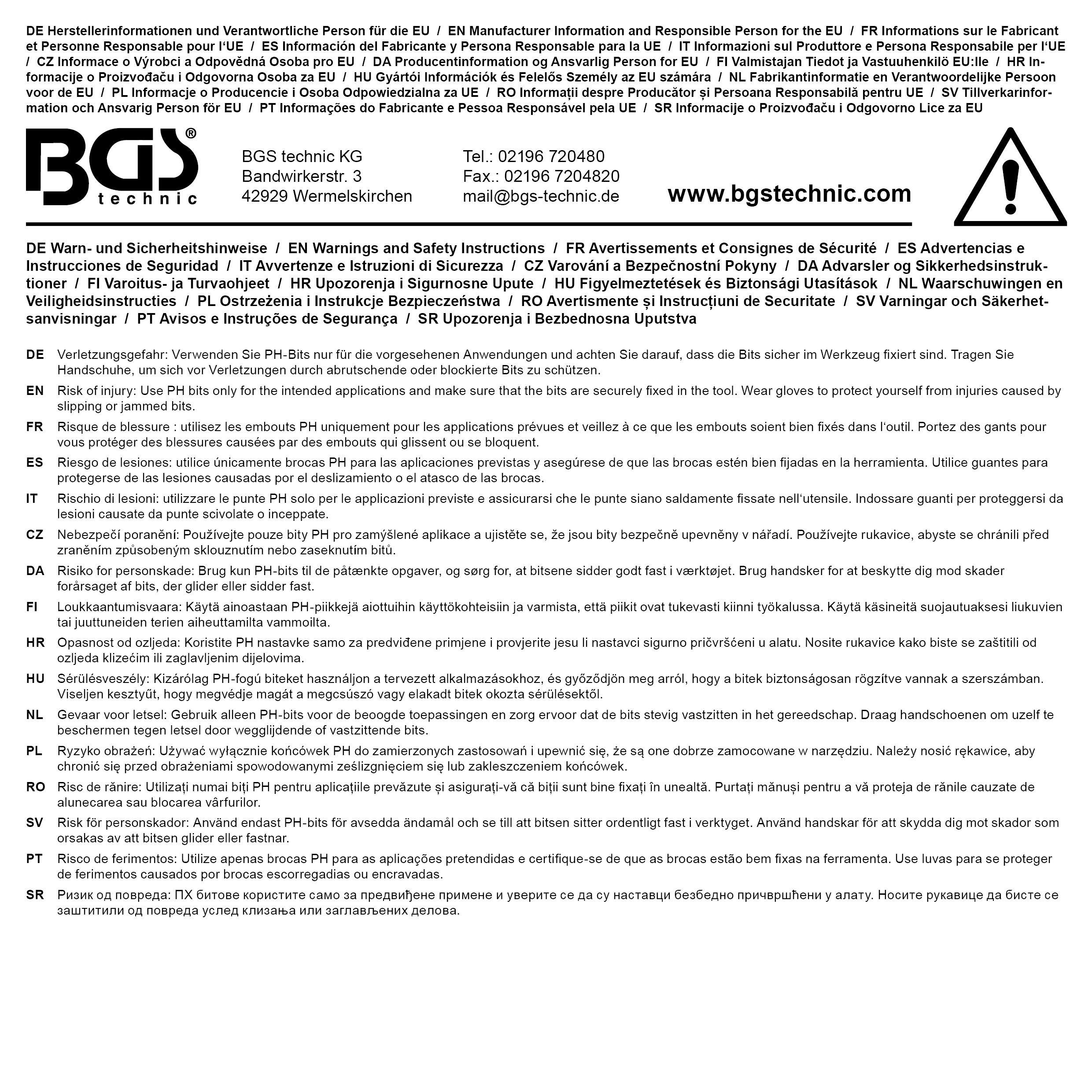 BGS Bit-Einsatz | Antrieb Innenvierkant 6,3 mm (1/4") | Kreuzschlitz PH2