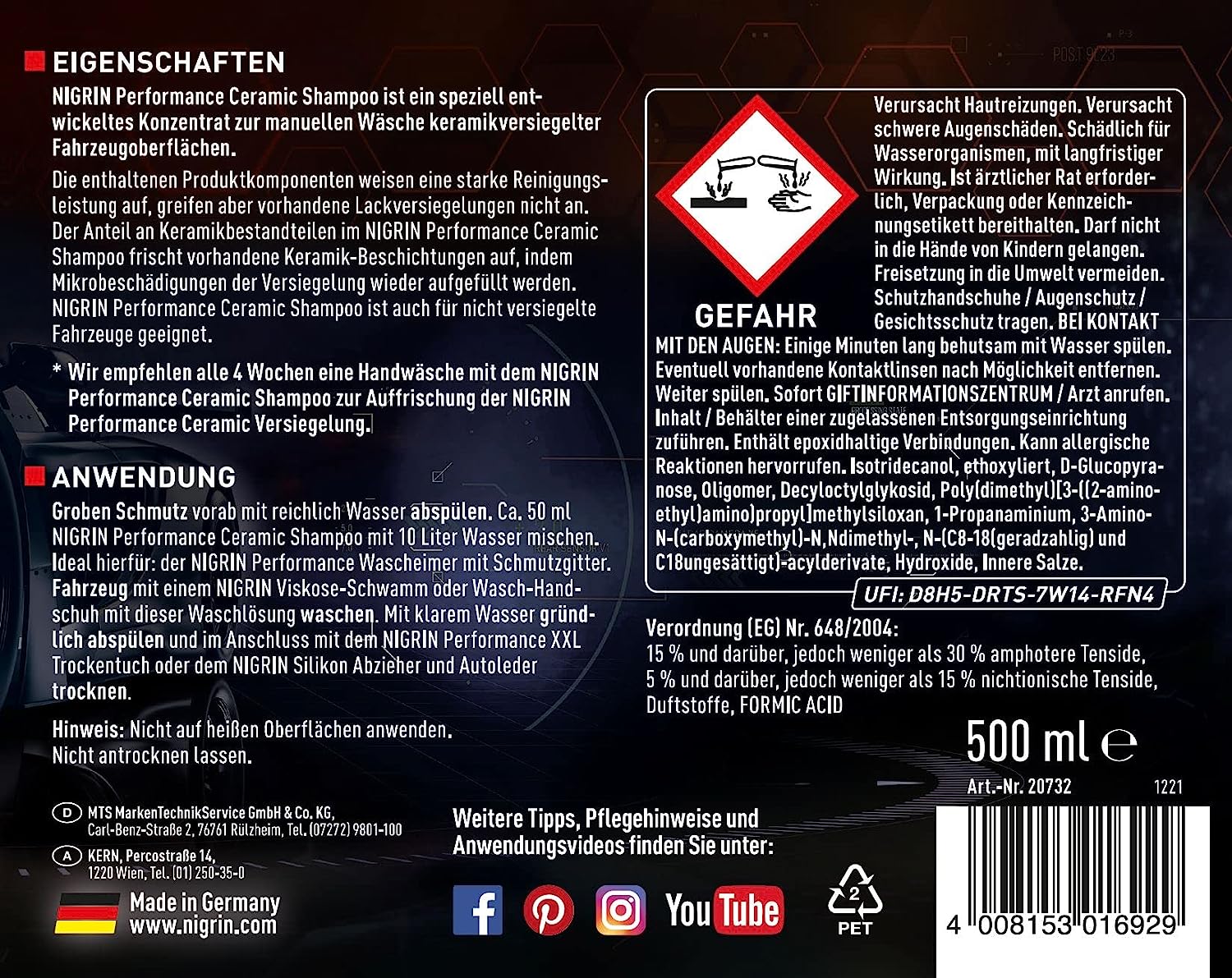 Nigrin Performance Ceramic Shampoo 500 ml