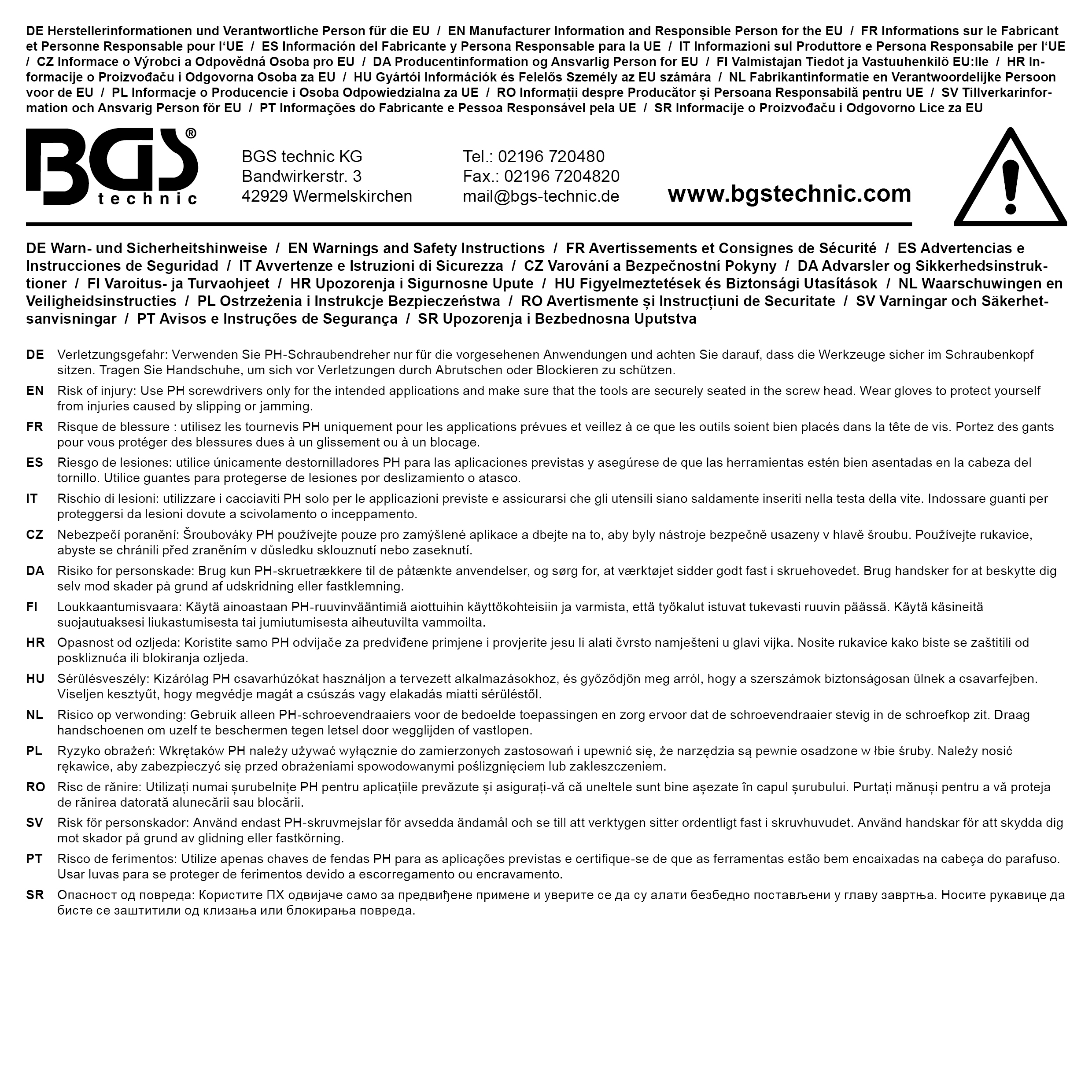 BGS Schraubendreher, lang | Kreuzschlitz PH2 | Klingenlänge 450 mm