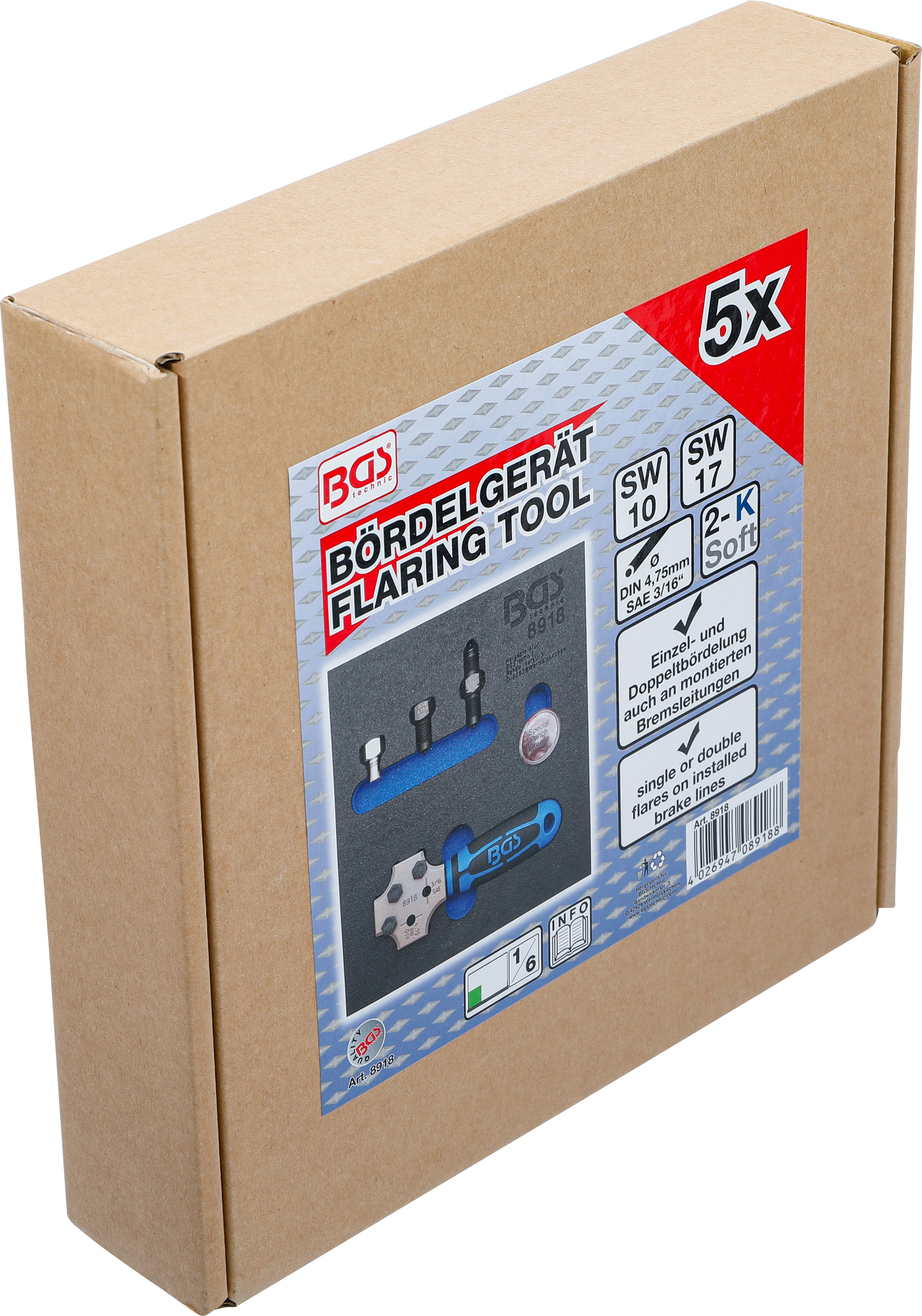 BGS Werkstattwageneinlage 1/6: Bördelgerät | SAE und DIN 4,75 mm (3/16")