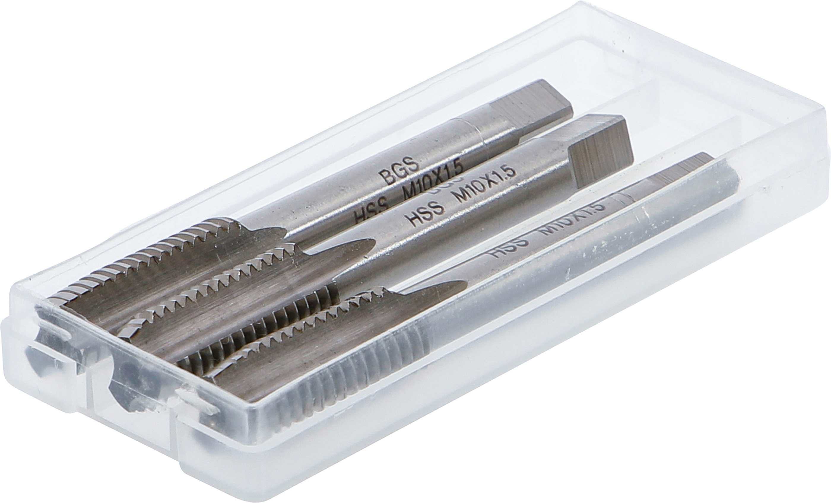 BGS Gewindebohrer-Satz | Vor-, Mittel- und Fertigschneider | HSS-G | M10 x 1,5 | 3-tlg.