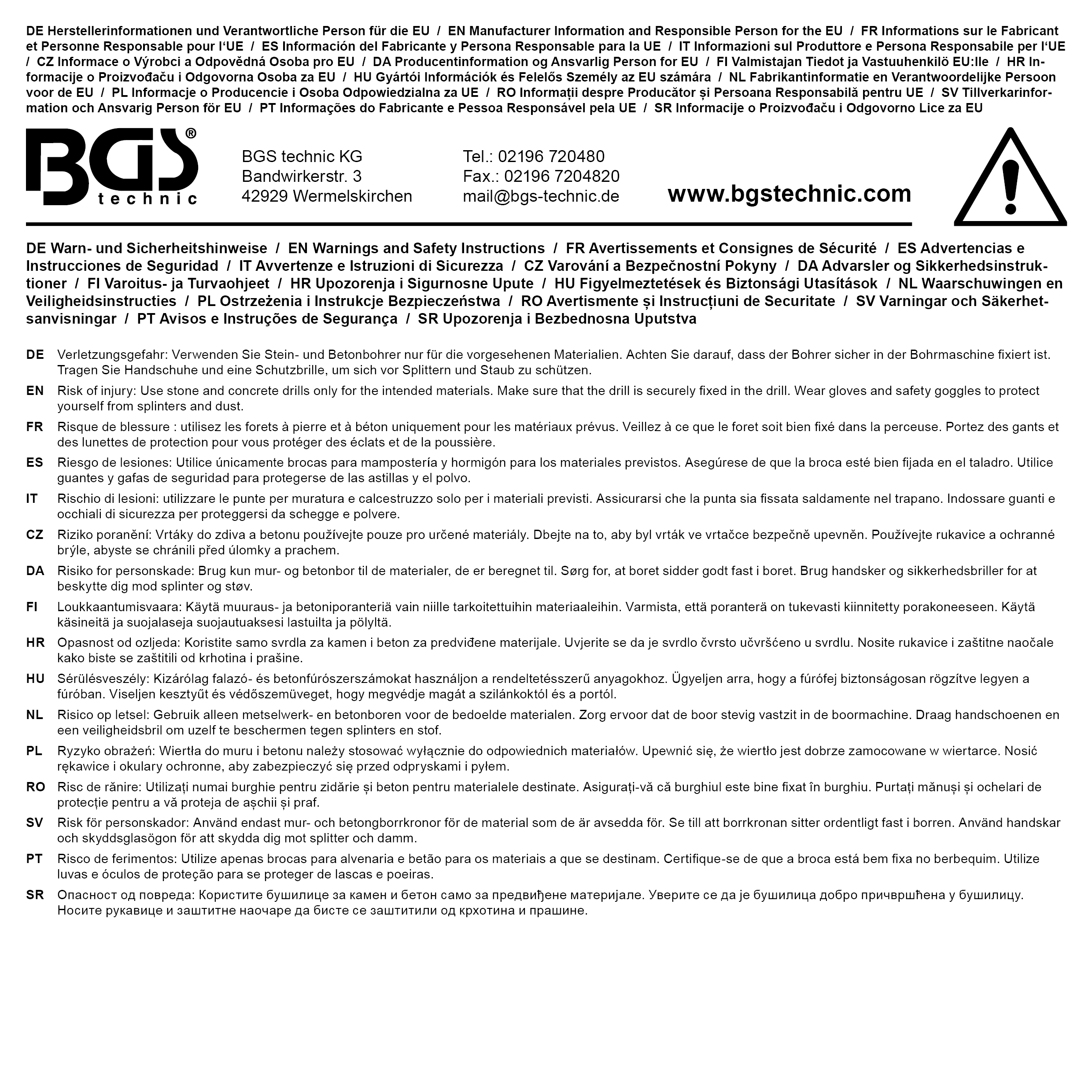 BGS Mauer-Durchbruch-Bohrer-Satz | SDS-Schaft | 12 / 16 / 24 mm | 3-tlg.