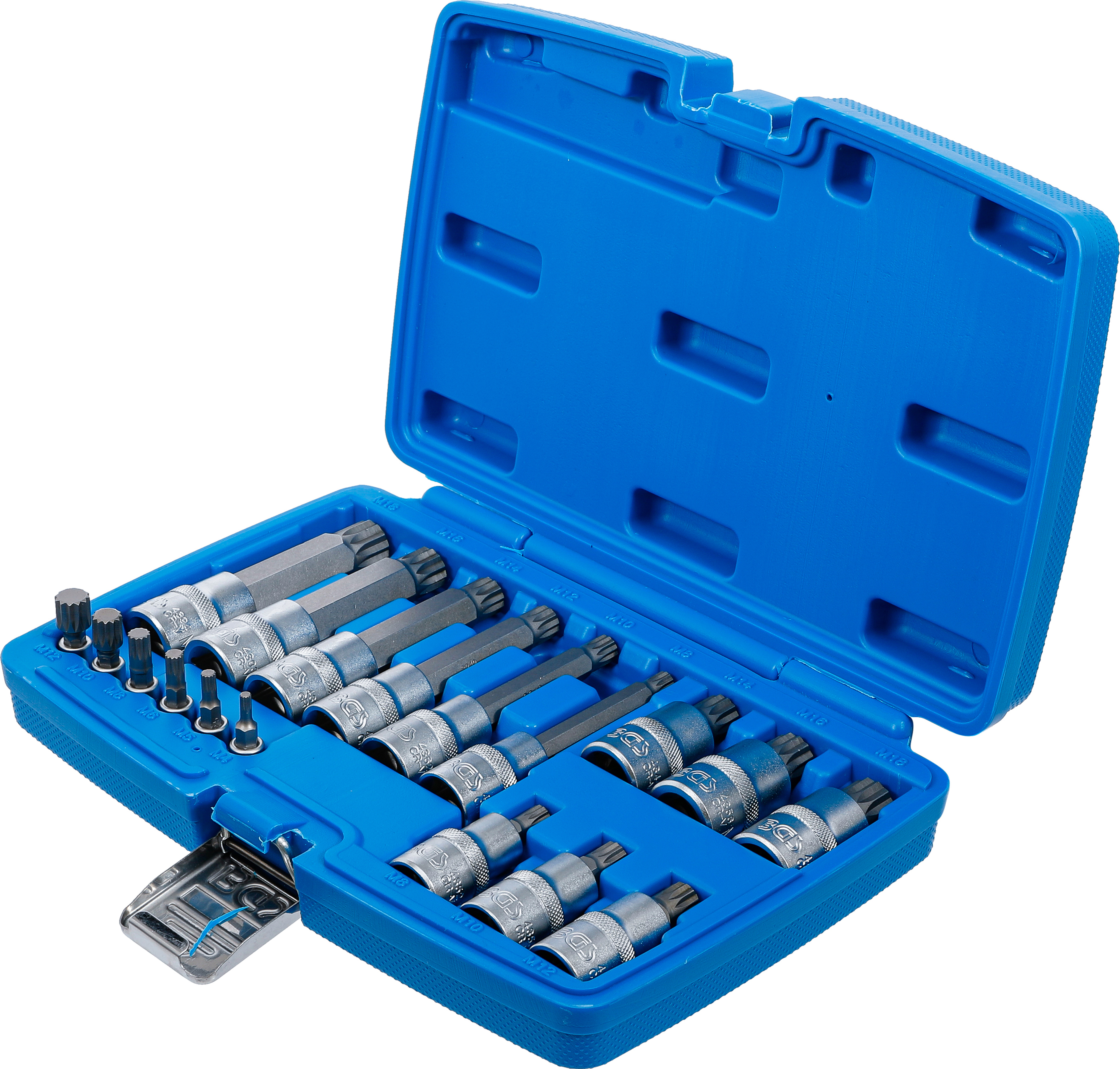 BGS Bit-Einsatz-Satz | Antrieb Innenvierkant 6,3 mm (1/4") / 12,5 mm (1/2") | Innenvielzahn (für XZN) | 18-tlg.