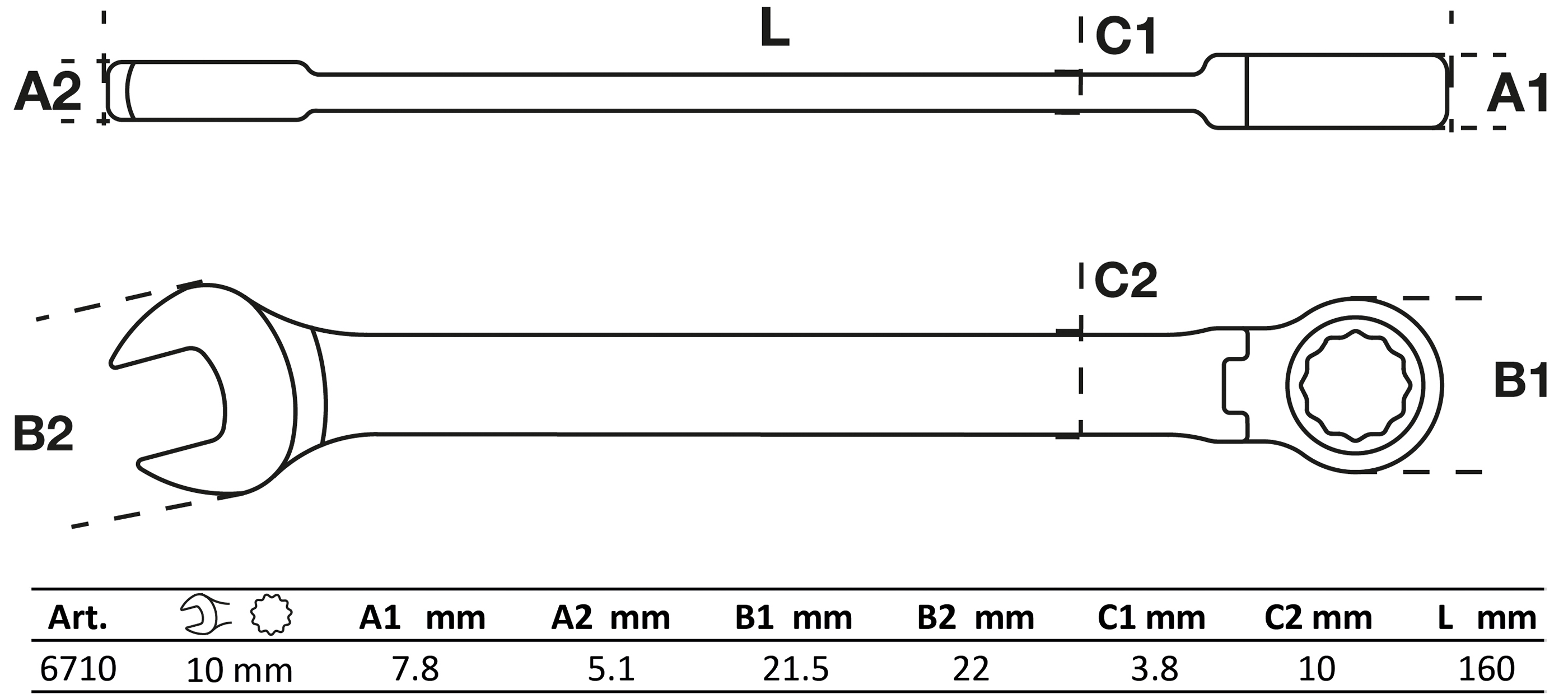 BGS Ratschenring-Maulschlüssel | abwinkelbar | SW 10 mm
