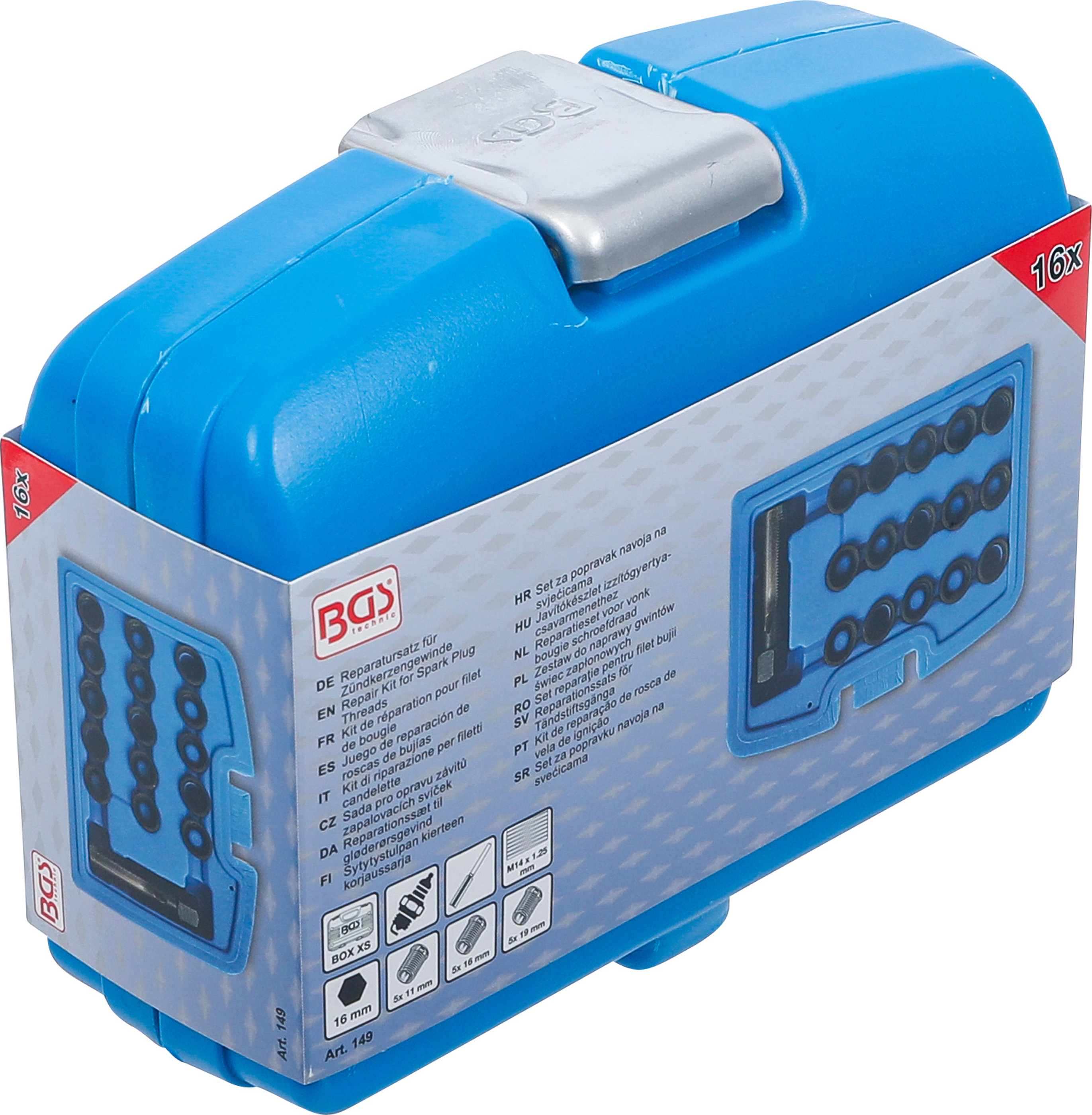 BGS Reparatursatz für Zündkerzengewinde | M14 x 1,25 mm | 16-tlg.